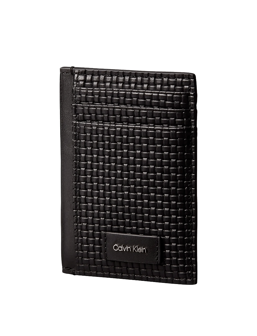 Calvin Klein - EMBOSSED WOVEN N/S CARD CASE - kortholdere - black - 2