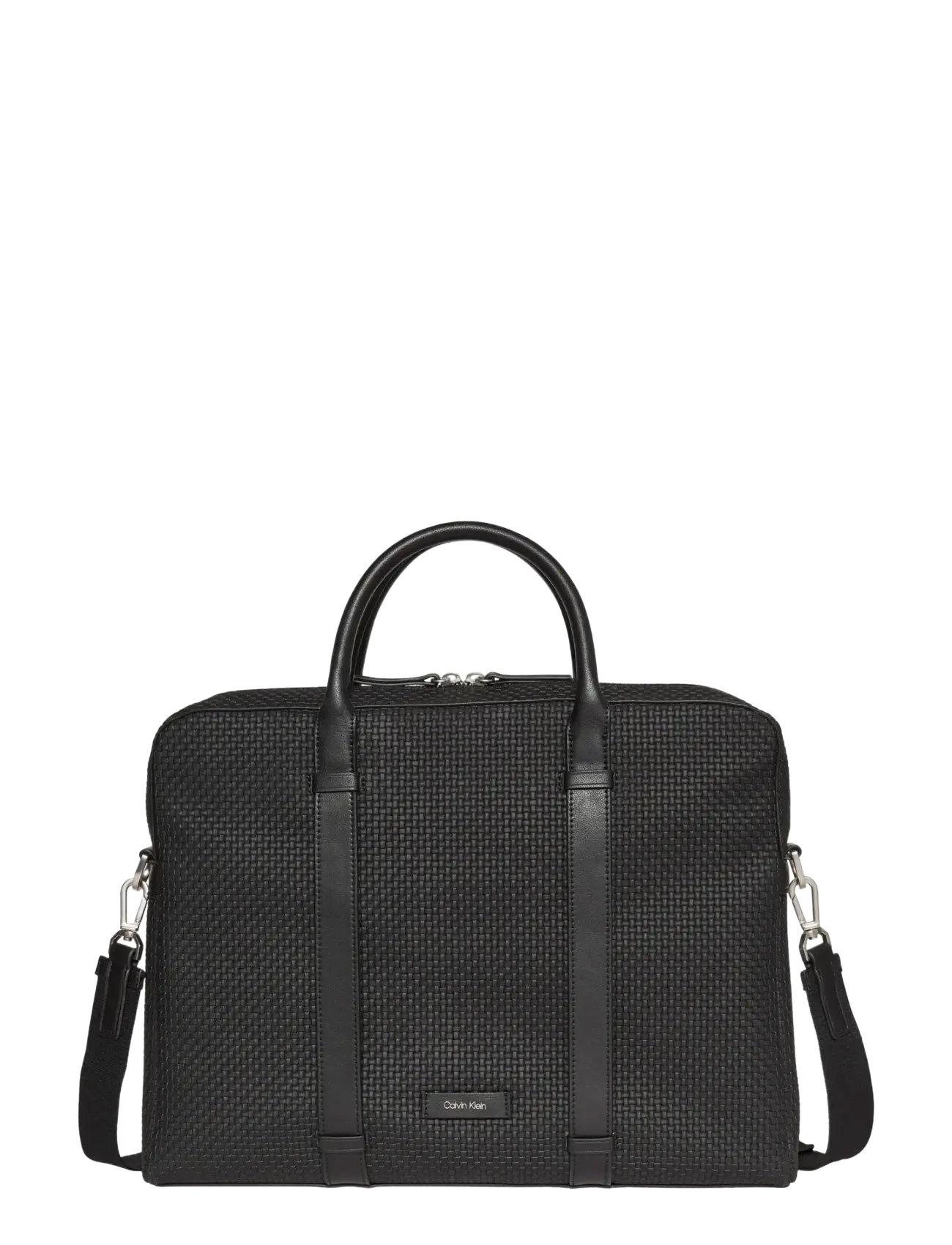 Calvin Klein EMBOSSED WOVEN COMMUTER - Bags - BLACK / grey