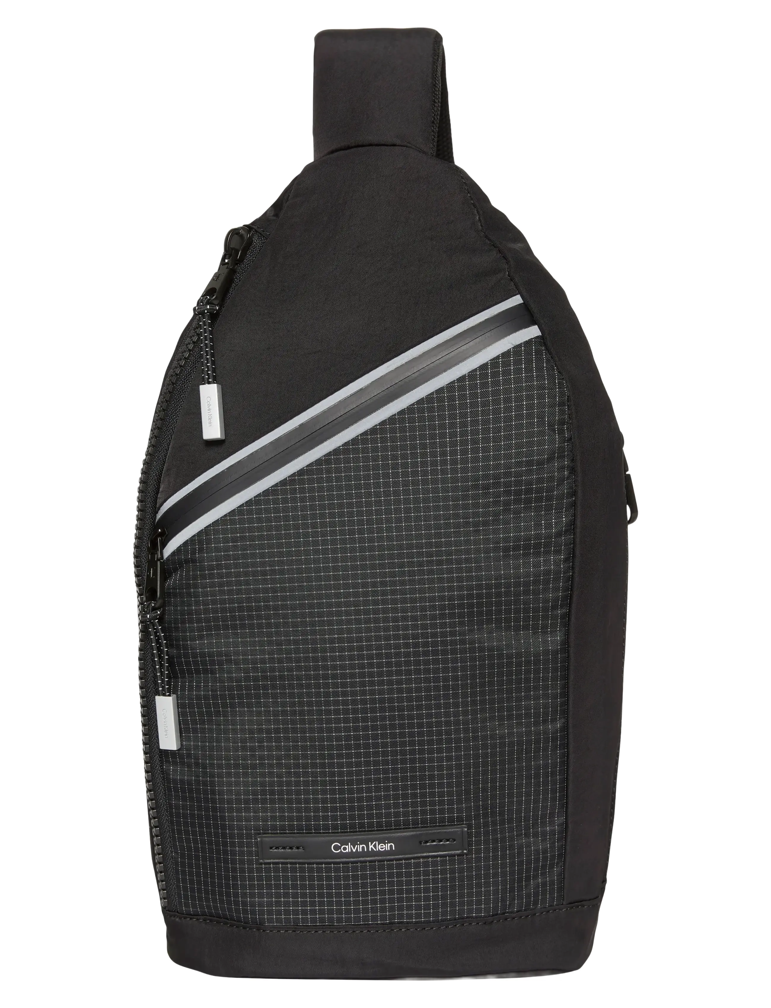 Calvin Klein STRIPED UTILITY ZIP SLING - Midjevesker - BLACK / black