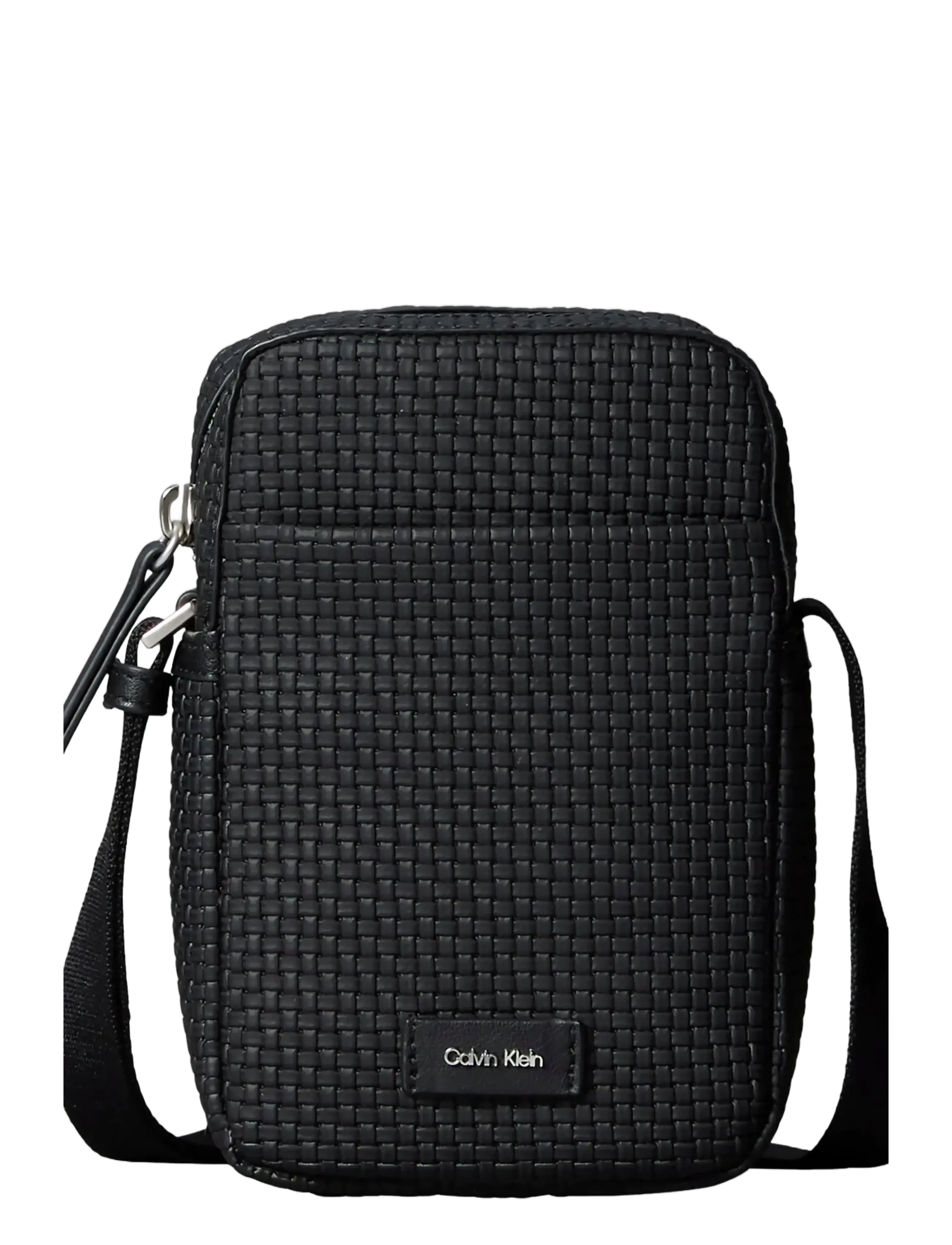 Calvin Klein Embossed Woven Slim Reporter, One Size, Black, Tasker > Crossbody-Tasker, Herre