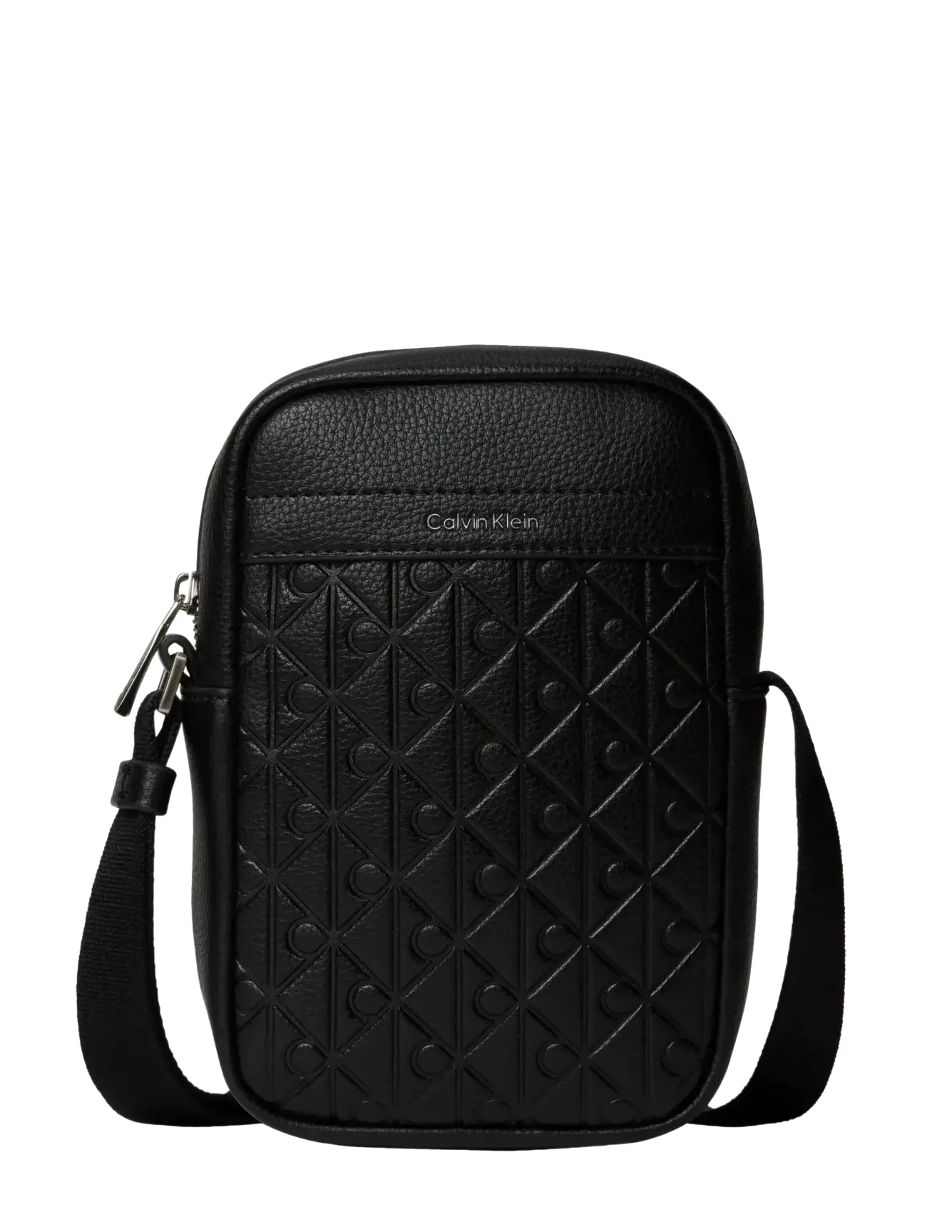Calvin Klein Emblem Aop Emboss Slim Reporter, One Size, Black, Tasker > Budbringere, Herre