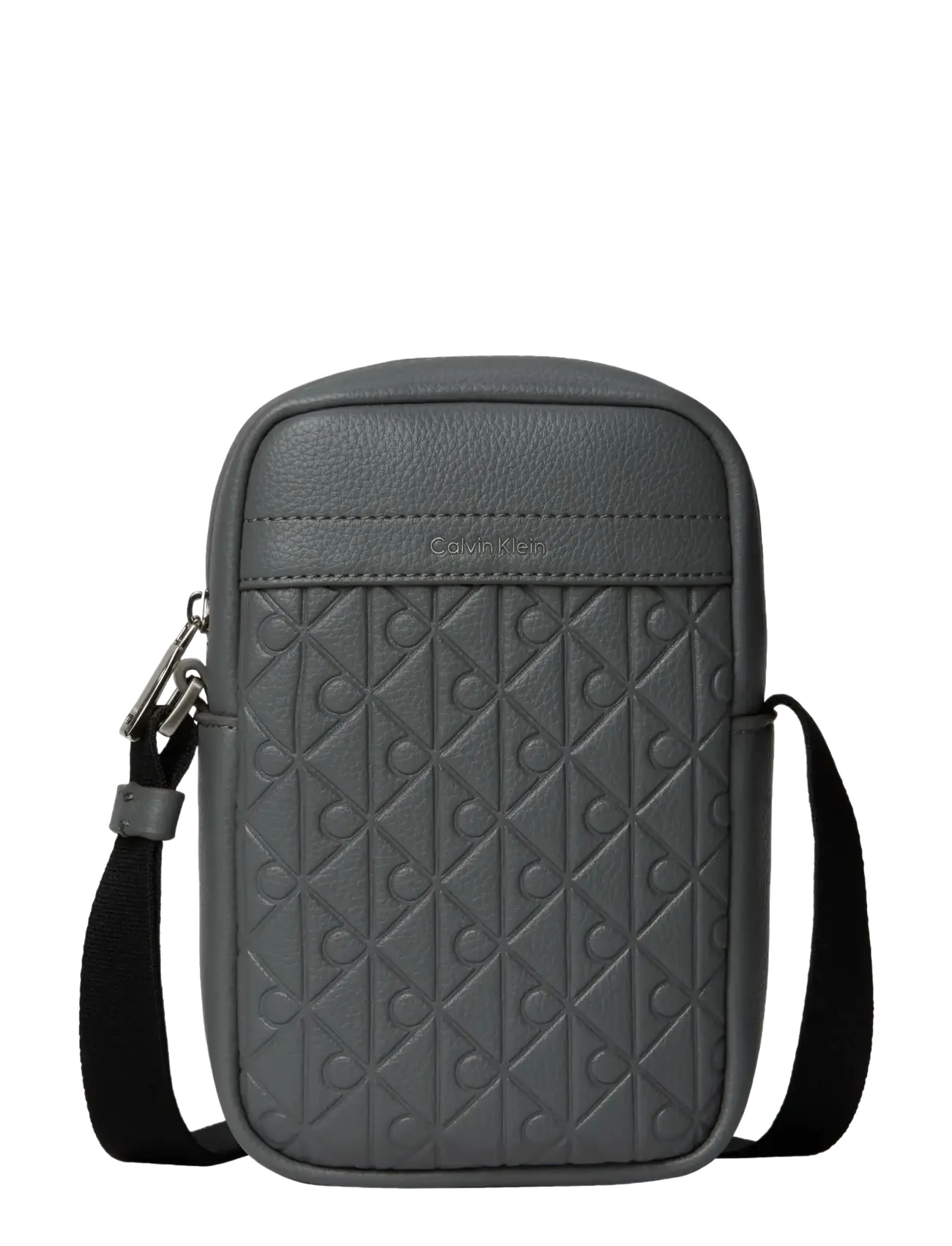 Calvin Klein EMBLEM AOP EMBOSS SLIM REPORTER - Gürteltaschen - CHARCOAL GRAY / grey