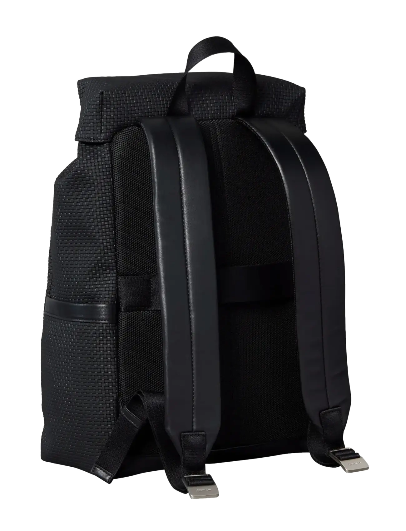 Calvin Klein - EMBOSSED WOVEN FLAP BACKPACK - rucksäcke - black - 2
