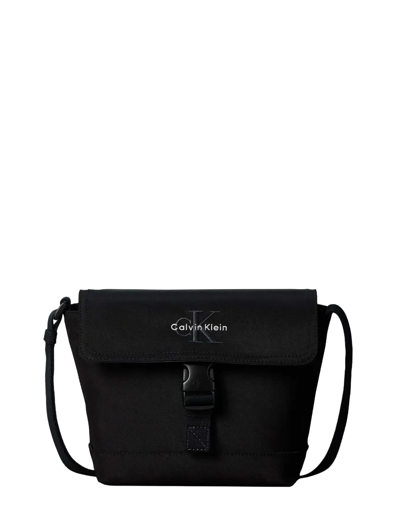 Calvin Klein BOLD SMALL FLAP MESSENGER - Crossbody Bags - BLACK / black