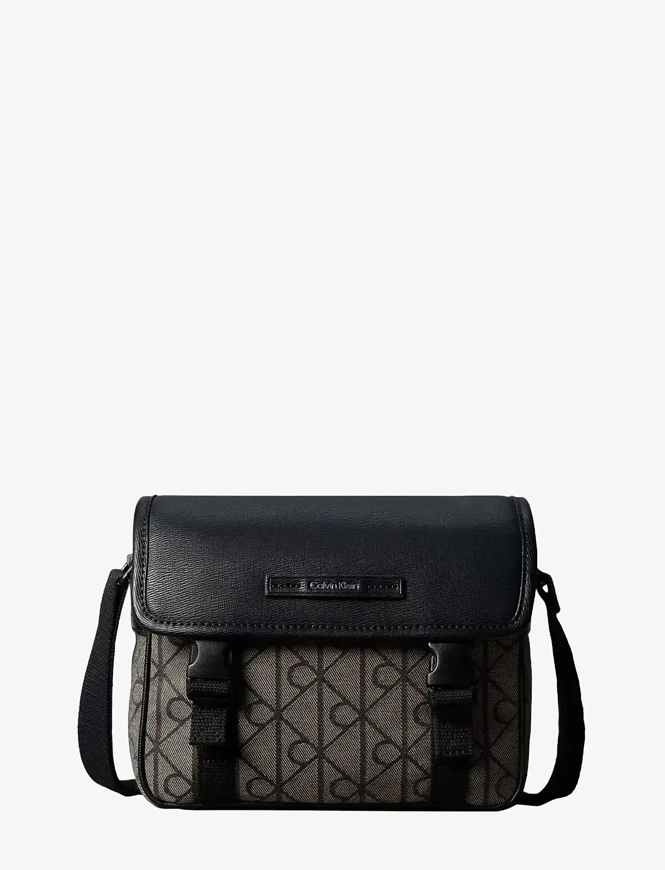 Calvin Klein - MIXED EMBLEM AOP SMALL FLAP MESS - shop efter anledning - lotus beige   black aop - 1
