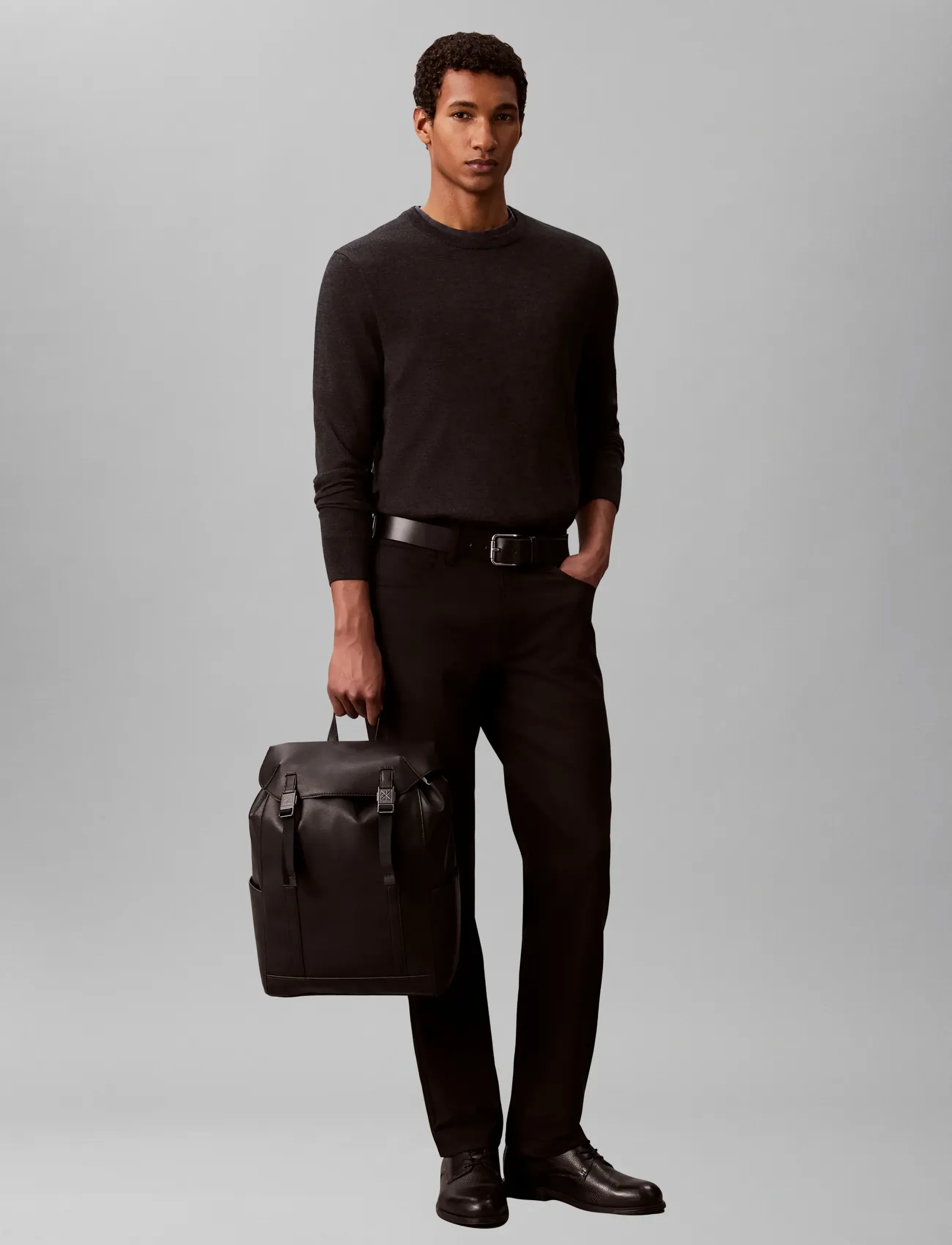 Calvin Klein Emblem Hw Flap Backpack, One Size, Black, Backpacks > Casual Backpacks, Herre
