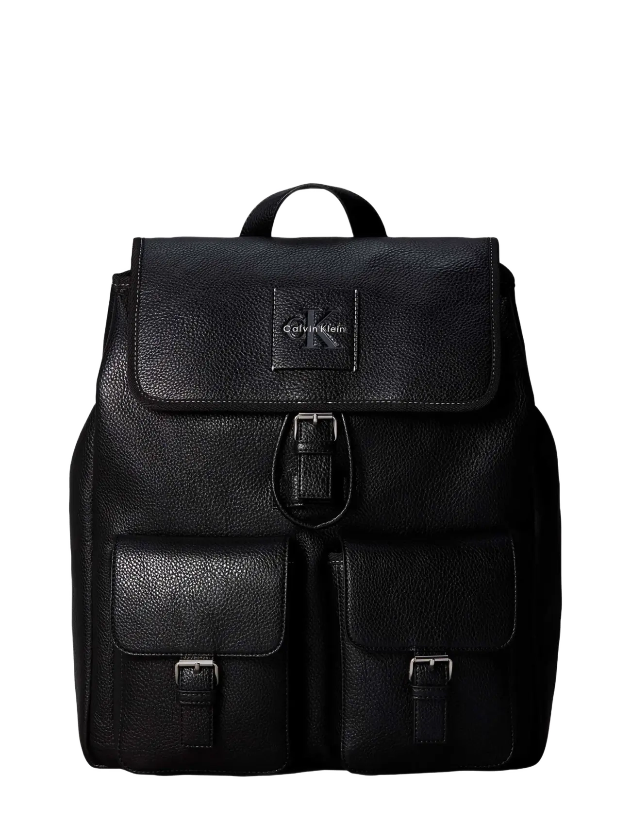 Calvin Klein BOLD PEBBLE FLAP BACKPACK - Backpacks - BLACK / black