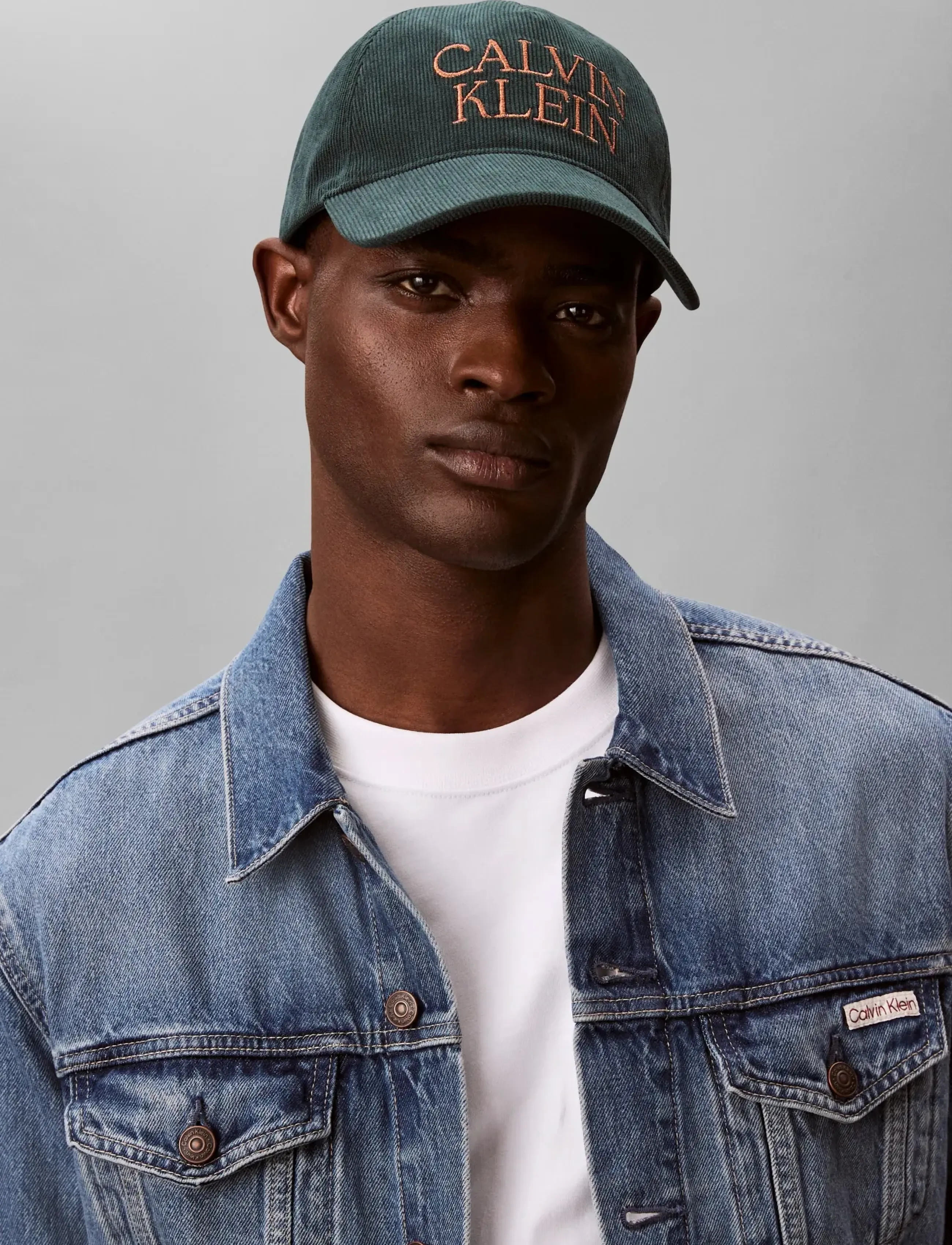 Calvin Klein Corduroy Graphic 5 Panel Cap, Mænd, Fløjls Kasket, Grøn, Str: ONE SIZE