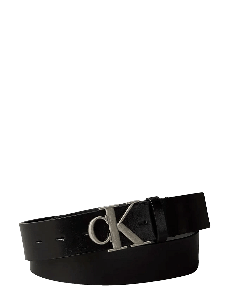Calvin Klein - CK BUCKLE TUMBLED 35MM - klassiska skärp - black antique silver - 0
