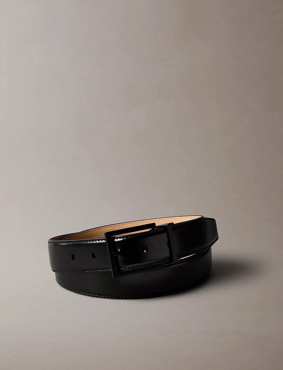 Calvin Klein - SQUARE BUCKLE SMOOTH 32MM ADJ - klassische gürtel - black / matte black - 0