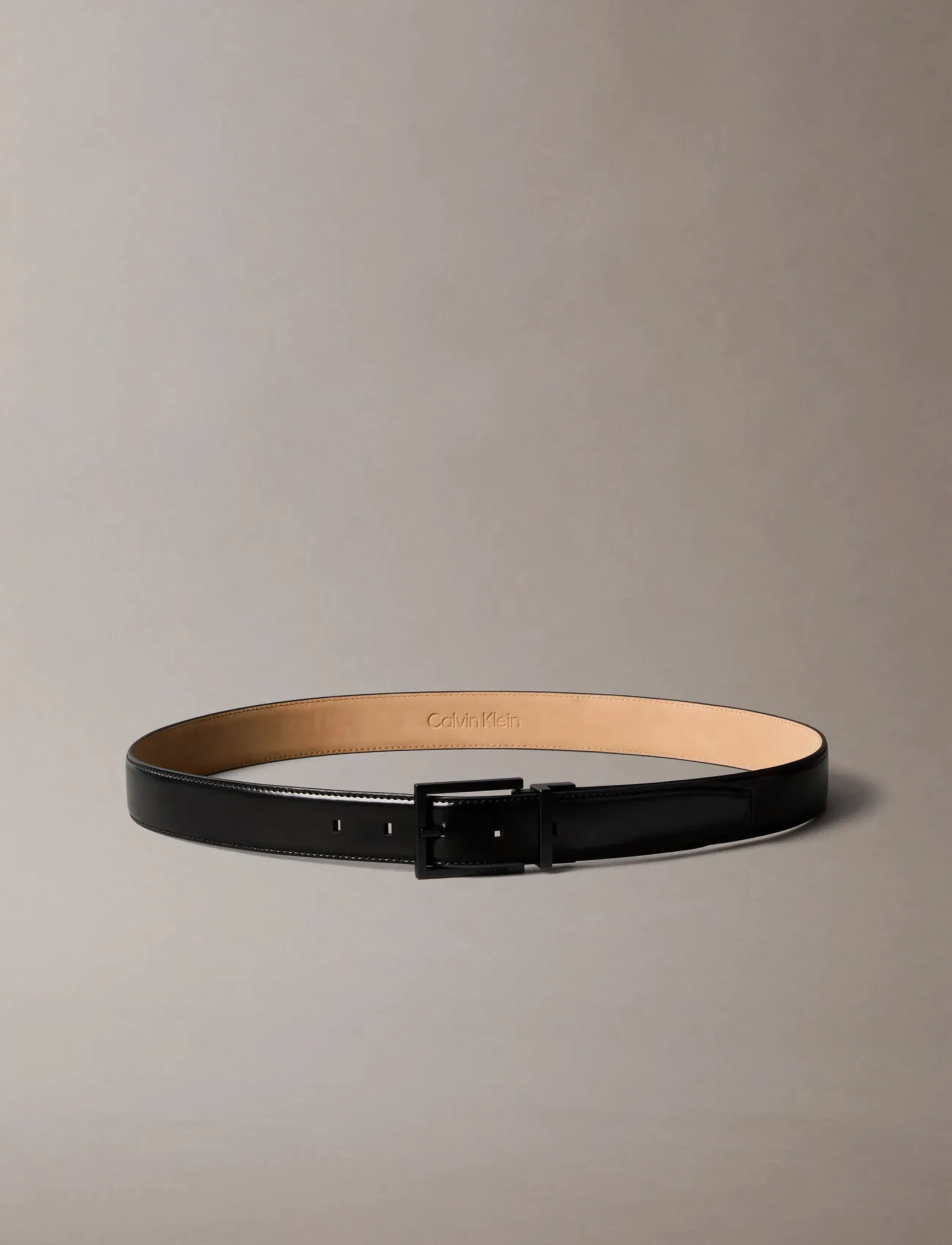 Calvin Klein - SQUARE BUCKLE SMOOTH 32MM ADJ - classic belts - black / matte black - 3