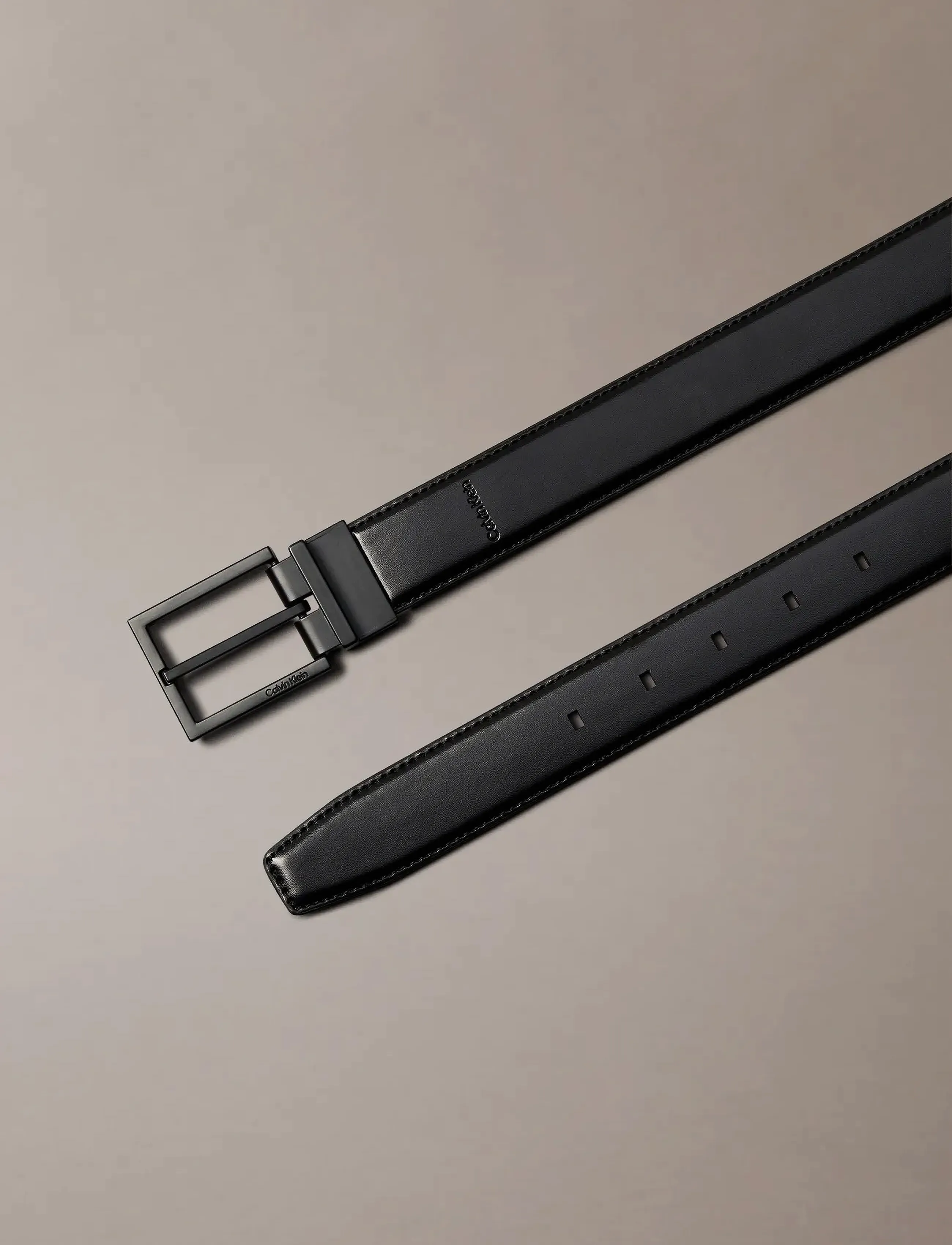 Calvin Klein - SQUARE BUCKLE SMOOTH 32MM ADJ - klassisch gürtel - black / matte black - 4