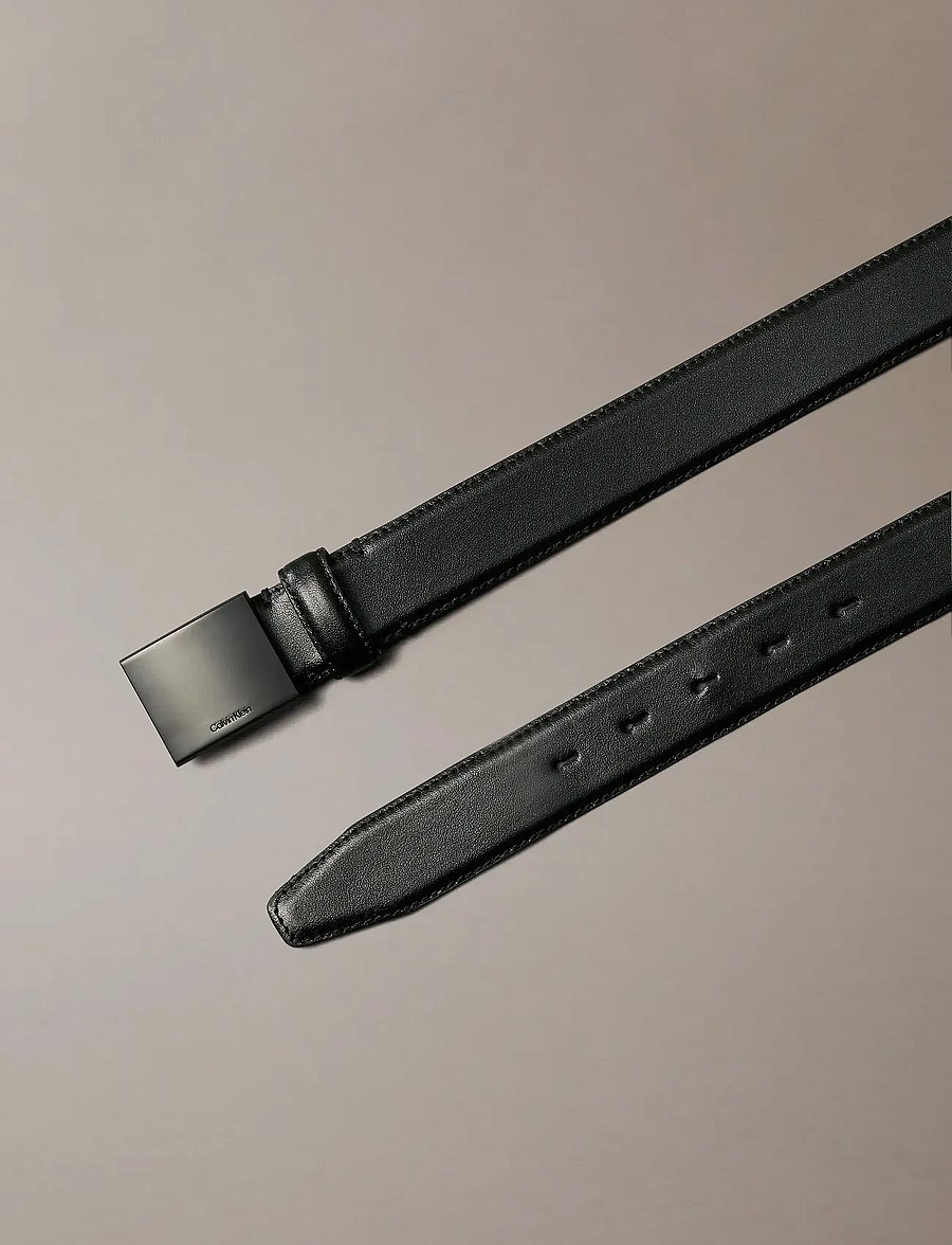 Calvin Klein - TITLECASE PLAQUE BUCKLE 32MM - klassische gürtel - black black - 0