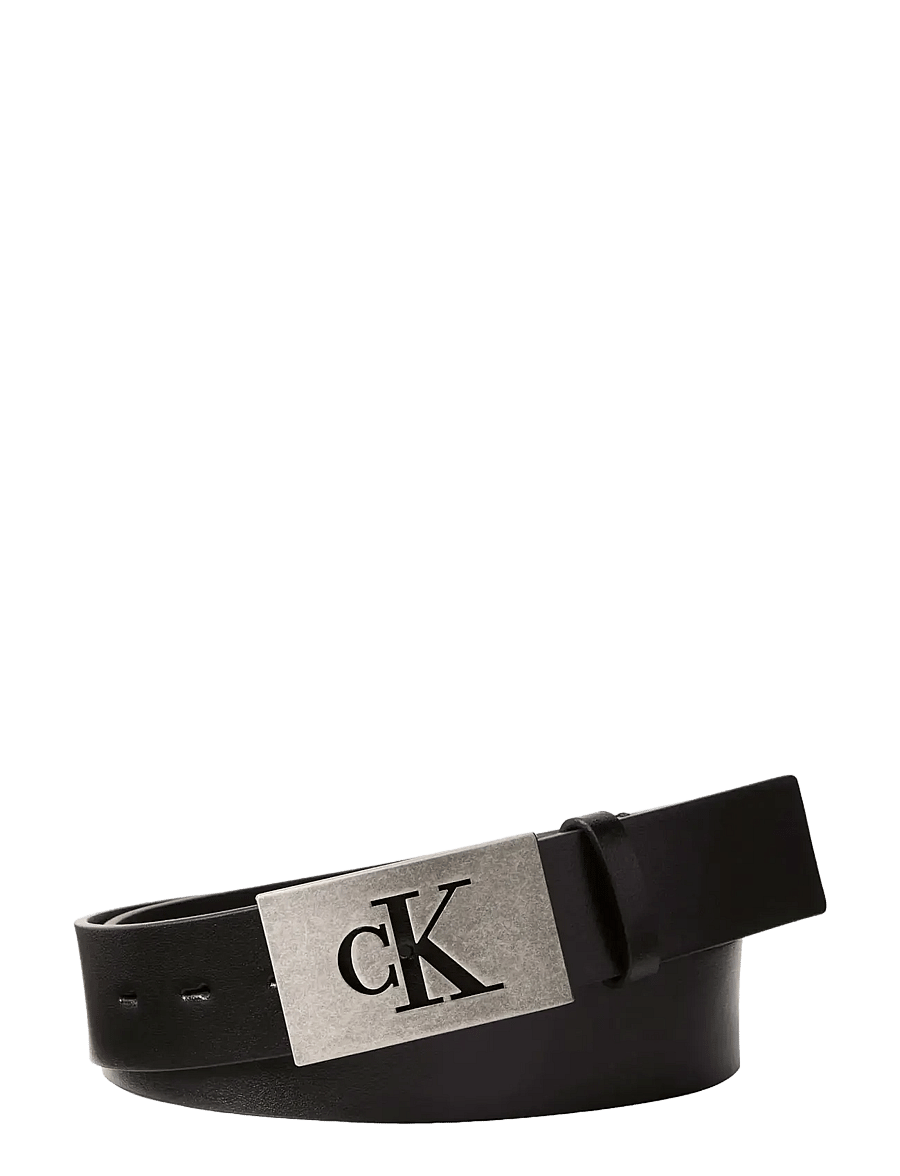 Calvin Klein - CK PLAQUE SMOOTH 35MM - klassiske bælter - black antique silver - 0