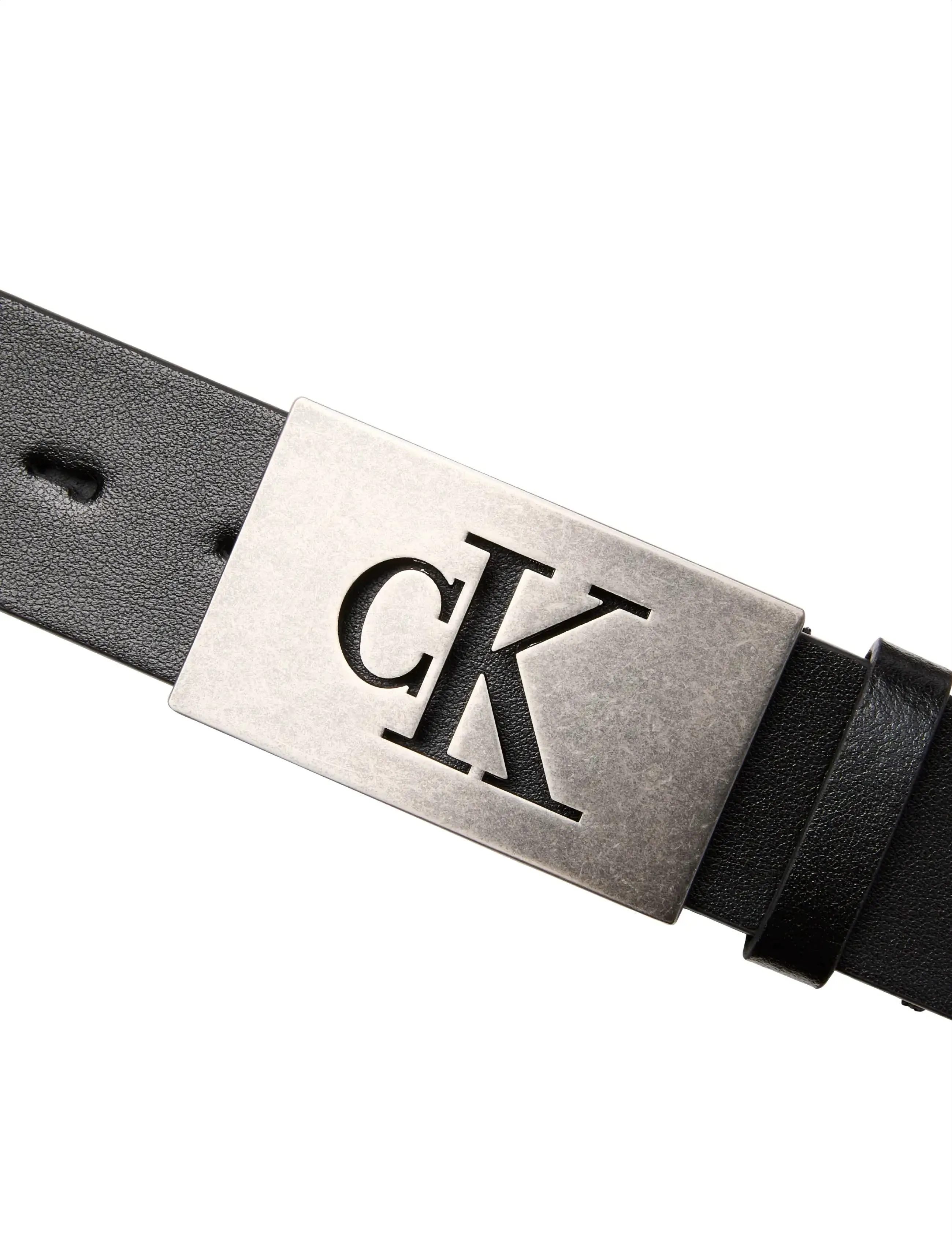 Calvin Klein - CK PLAQUE SMOOTH 35MM - sígild belti - black antique silver - 2