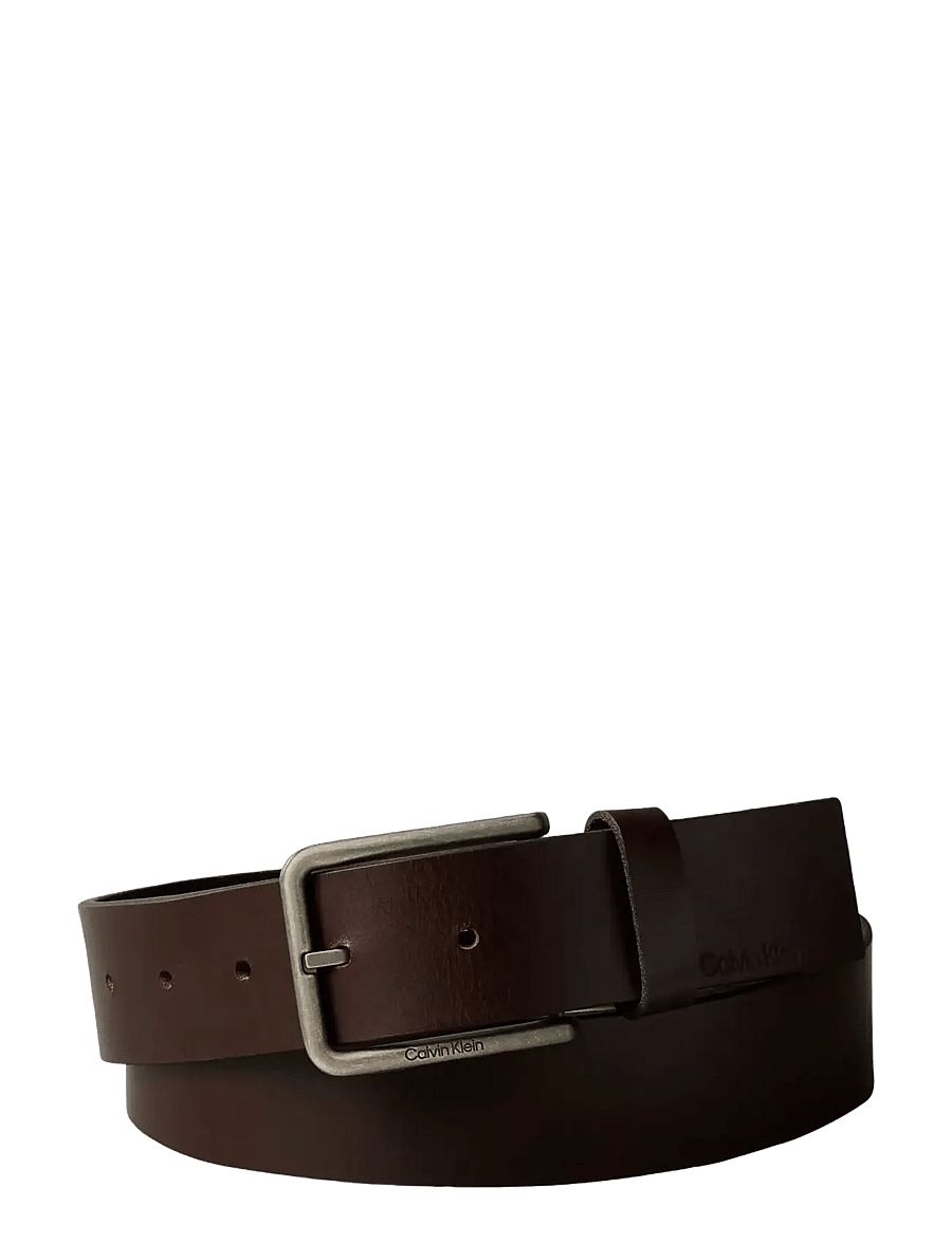 Calvin Klein - WARMTH BUCKLE SMOOTH 35MM - classic belts - ck dark brown antique silver - 0
