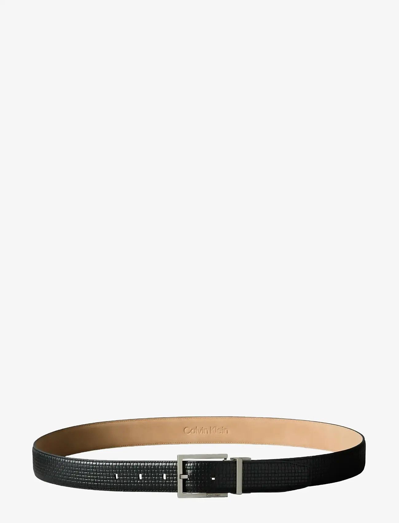Calvin Klein - SQUARE BUCKLE EMBOSSED WOVEN 32M - klassiske bælter - black   brushed nickel - 1