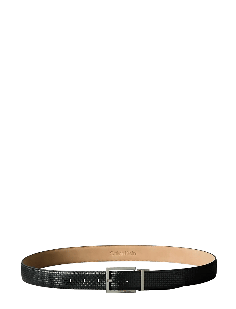 Calvin Klein - SQUARE BUCKLE EMBOSSED WOVEN 32M - klassisch gürtel - black brushed nickel - 1
