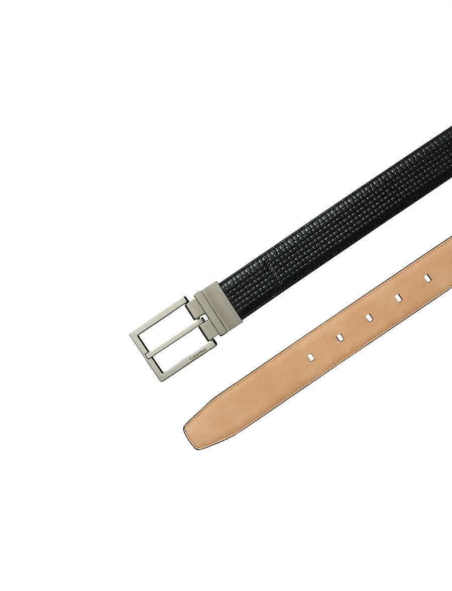Calvin Klein - SQUARE BUCKLE EMBOSSED WOVEN 32M - klassisch gürtel - black brushed nickel - 2