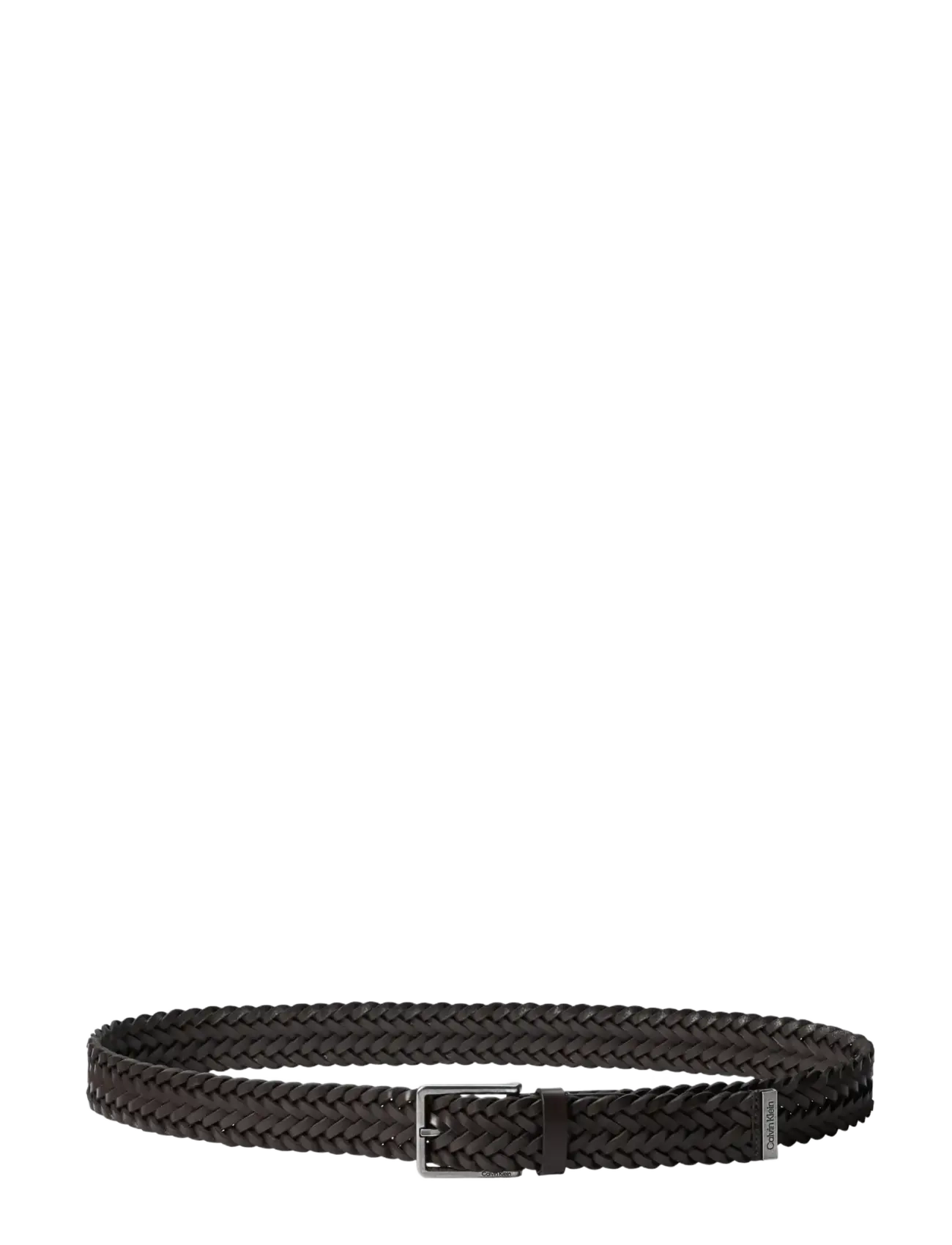 Calvin Klein - WARMTH BUCKLE WOVEN 35MM FIXED - - flätade skärp - ck dark brown   antique silver - 1