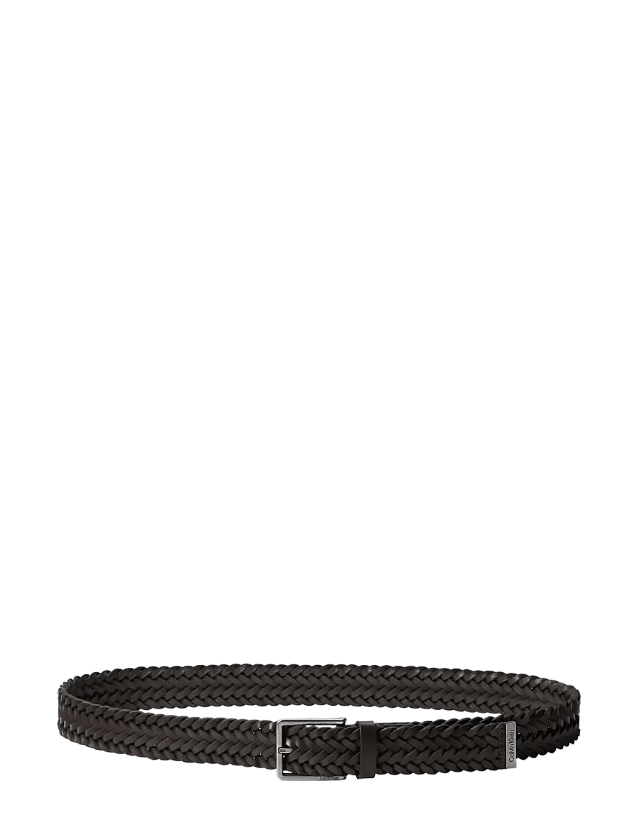 Calvin Klein - WARMTH BUCKLE WOVEN 35MM FIXED - - punutud vööd - ck dark brown antique silver - 1