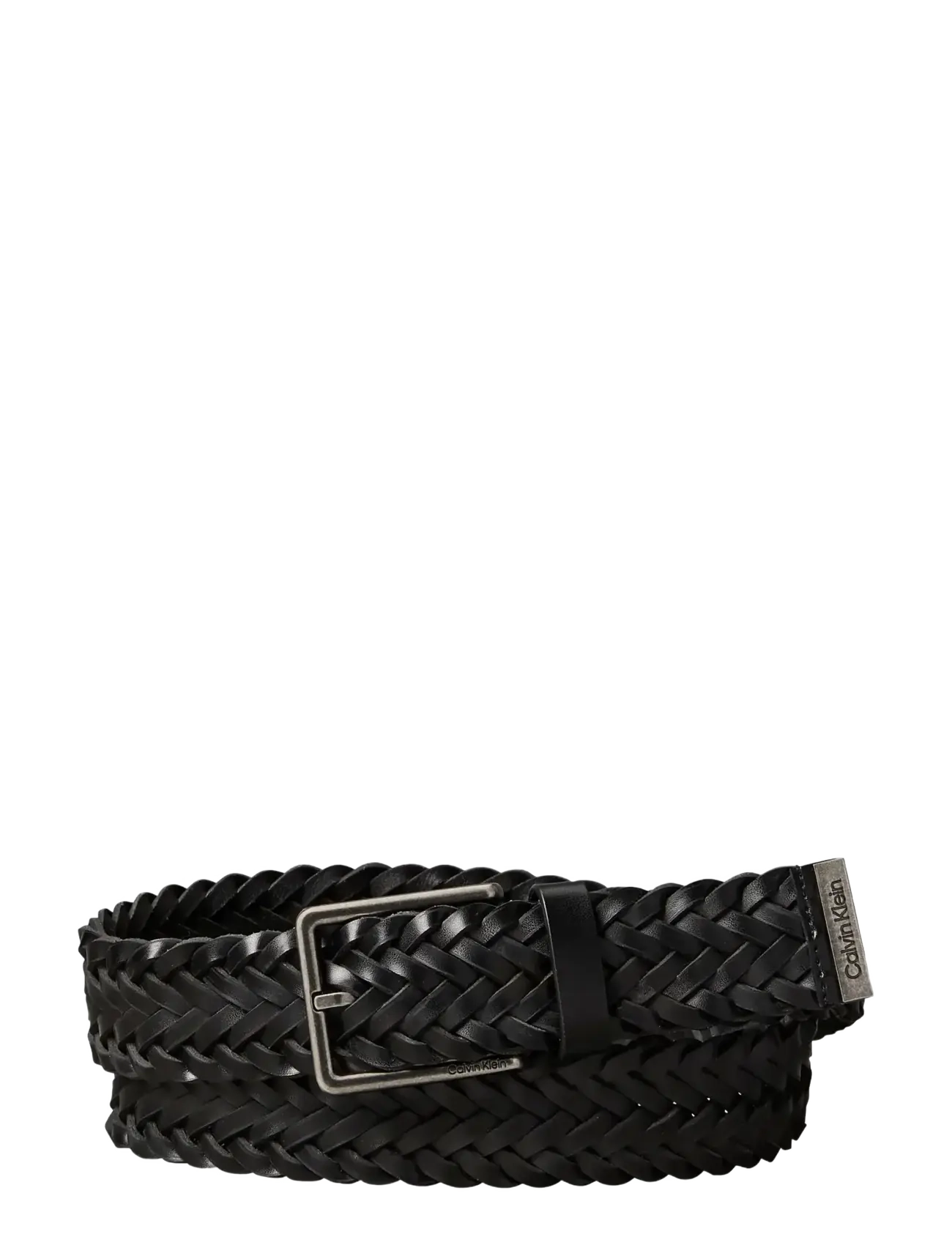 Calvin Klein WARMTH BUCKLE WOVEN 35MM FIXED - - Accessoires - BLACK ANTIQUE SILVER / black