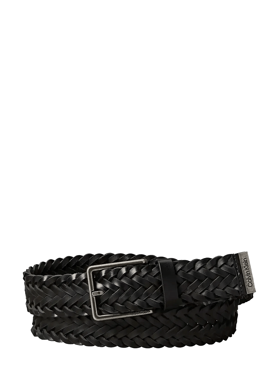 Calvin Klein - WARMTH BUCKLE WOVEN 35MM FIXED - - punutud vööd - black antique silver - 0