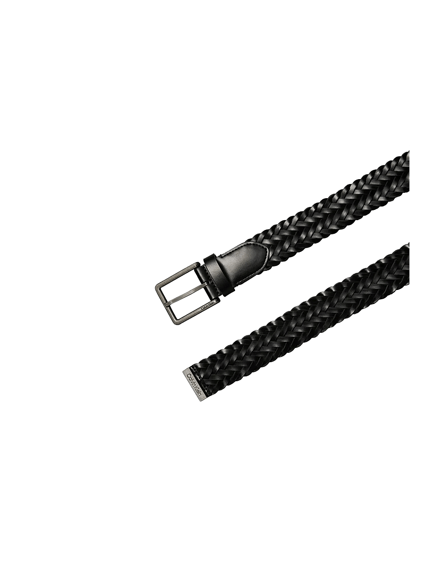 Calvin Klein - WARMTH BUCKLE WOVEN 35MM FIXED - - punutud vööd - black antique silver - 1