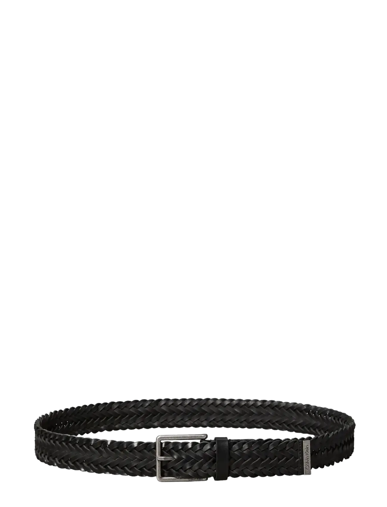 Calvin Klein - WARMTH BUCKLE WOVEN 35MM FIXED - - geflochten gürtel - black antique silver - 2