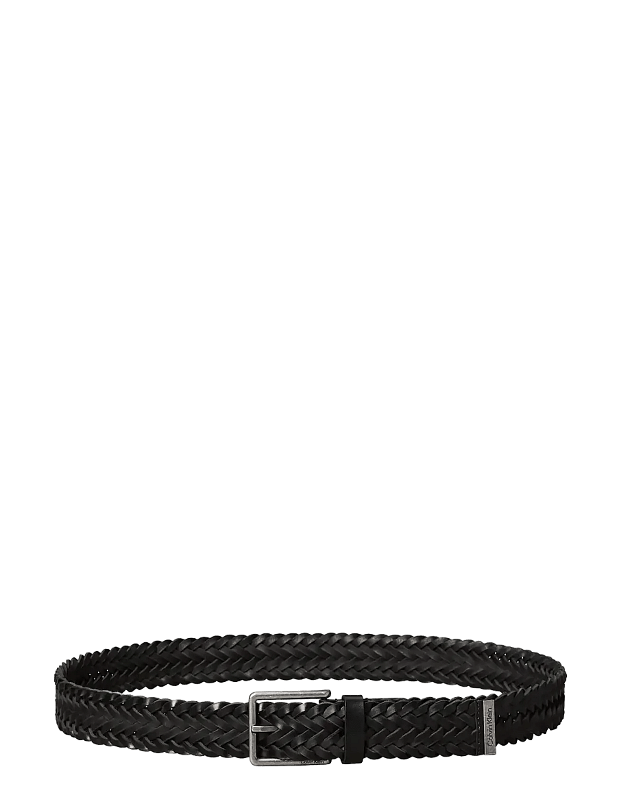 Calvin Klein - WARMTH BUCKLE WOVEN 35MM FIXED - - punutud vööd - black antique silver - 2