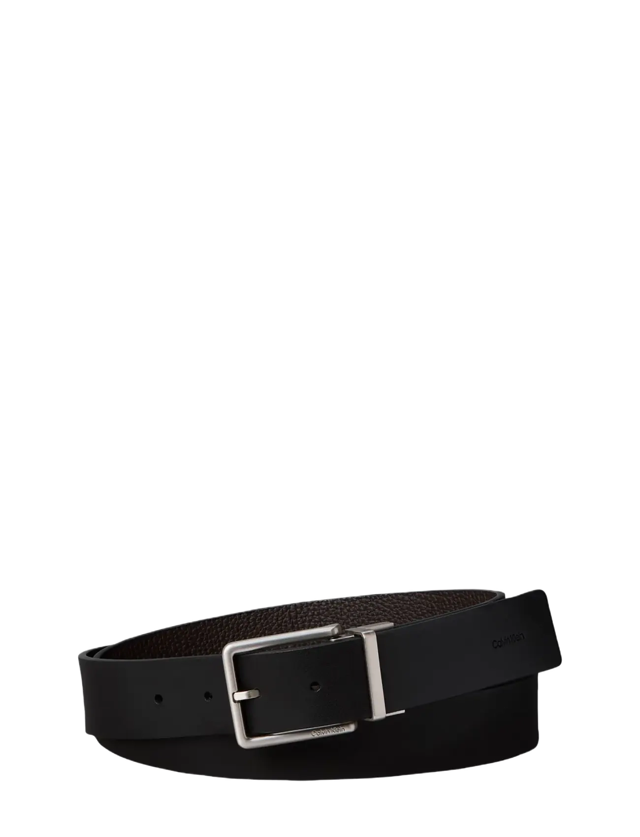 Calvin Klein WARMTH BUCKLE SMOOTH 35MM - Inspiration - BLACK CK DARK BROWN BRUSHED NICKEL / black