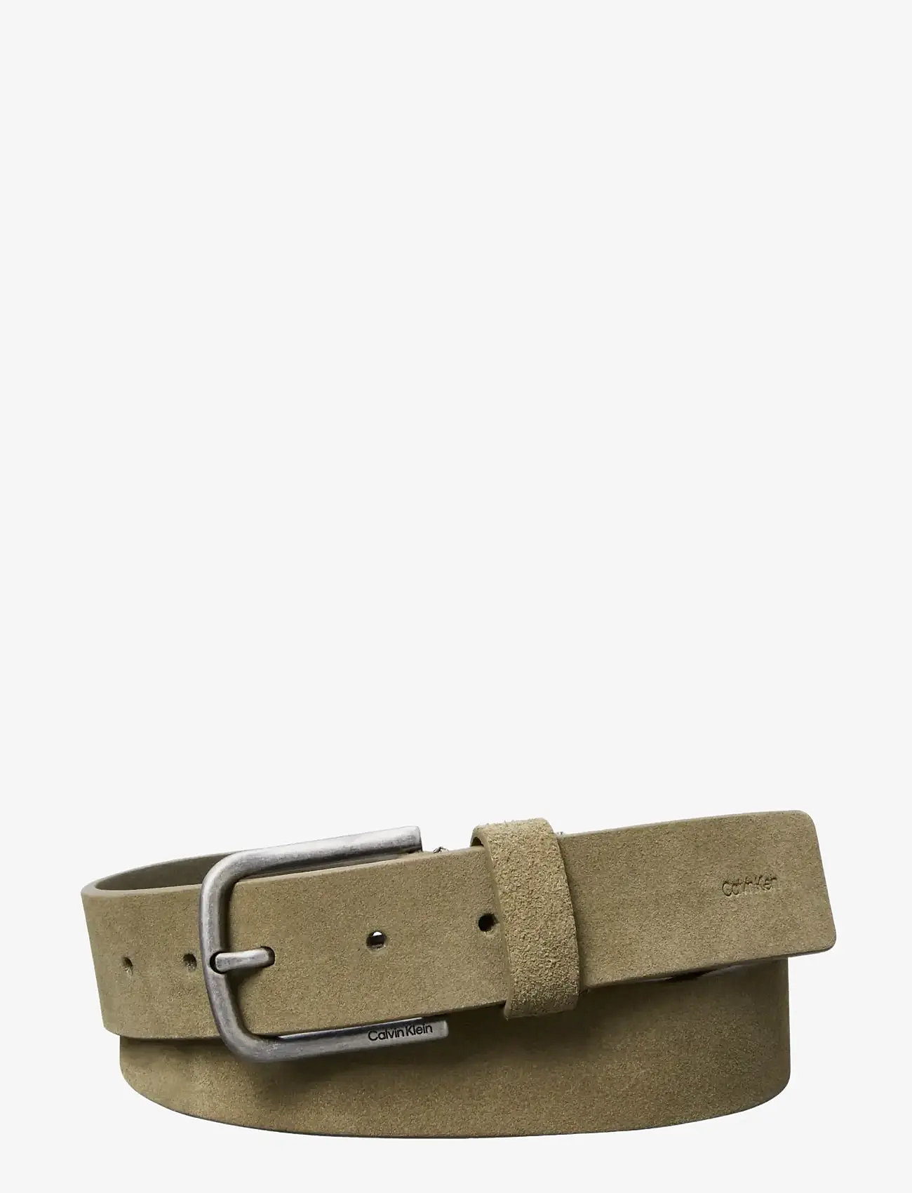 Calvin Klein - ROUND BUCKLE SUEDE 35MM FIXED - laveste priser - brown   antique brass - 0