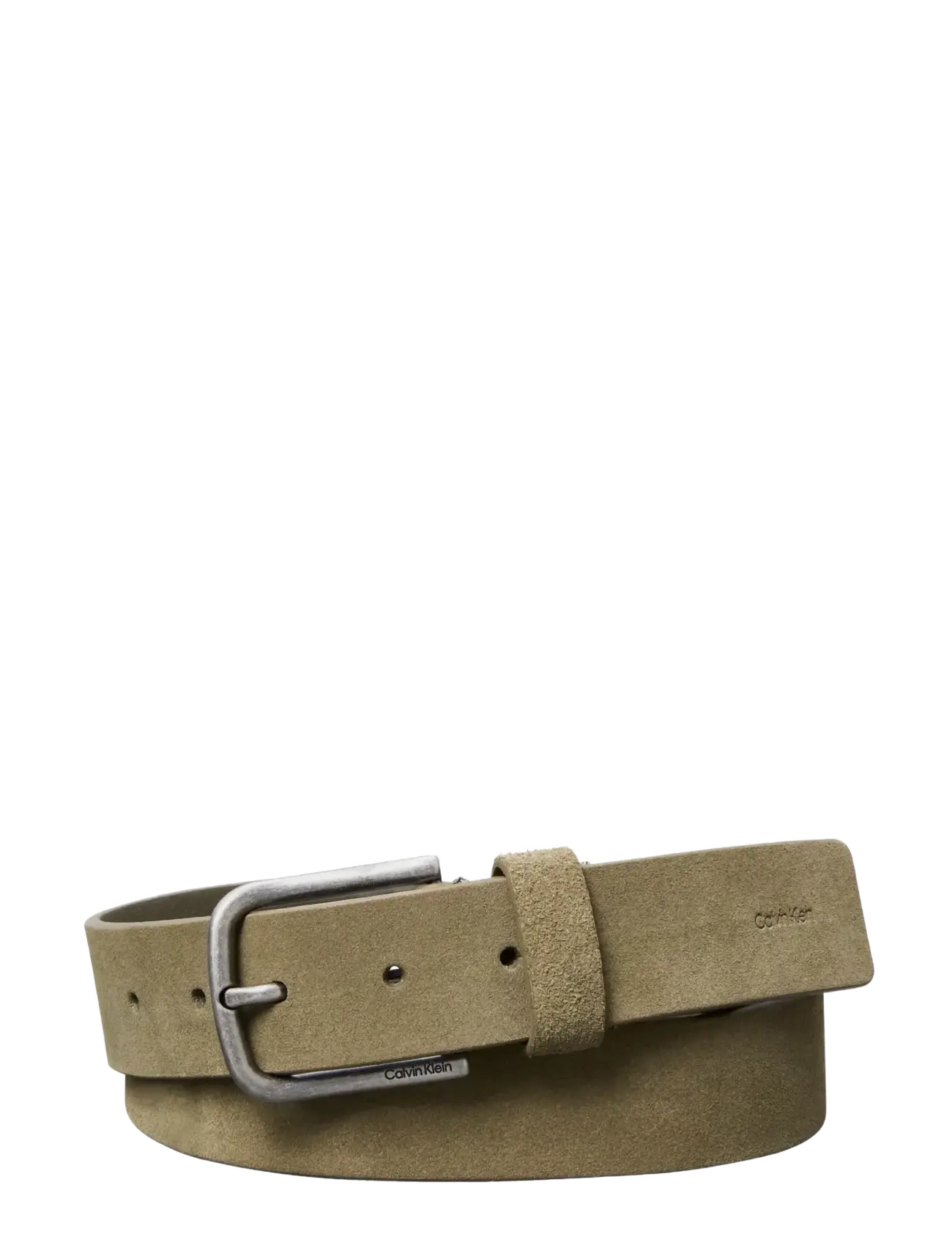 Calvin Klein ROUND BUCKLE SUEDE 35MM FIXED - Accessoires - BROWN   ANTIQUE BRASS / khaki/green