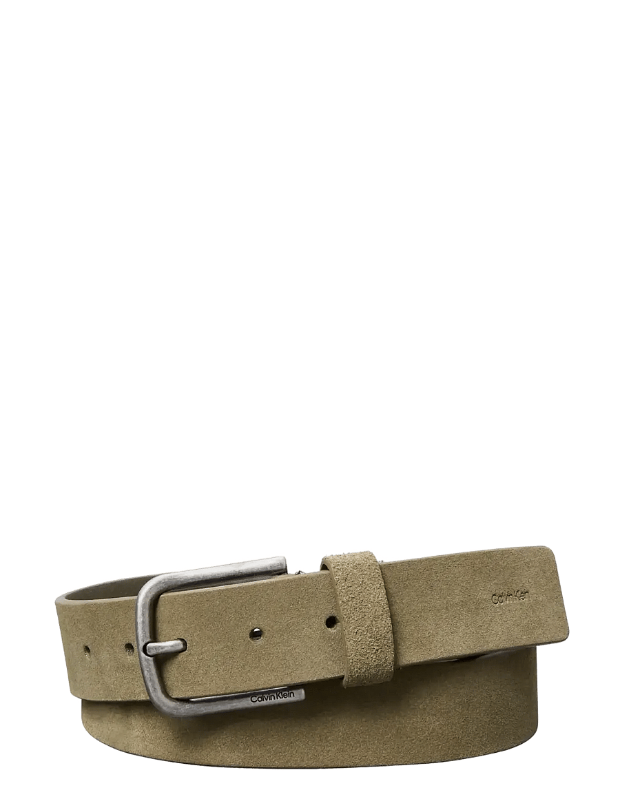 Calvin Klein - ROUND BUCKLE SUEDE 35MM FIXED - klassische gürtel - brown antique brass - 0