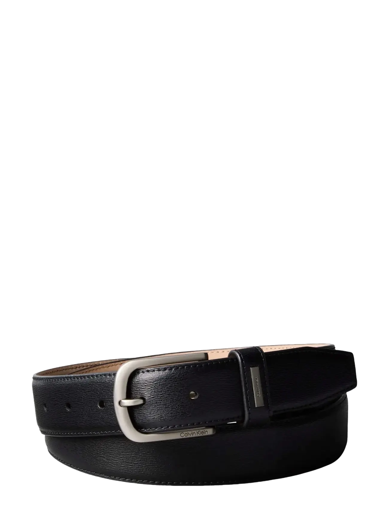 Calvin Klein CASUAL PIN BUCKLE 32MM FIXED - Belts - BLACK   BRUSHED NICKEL / black