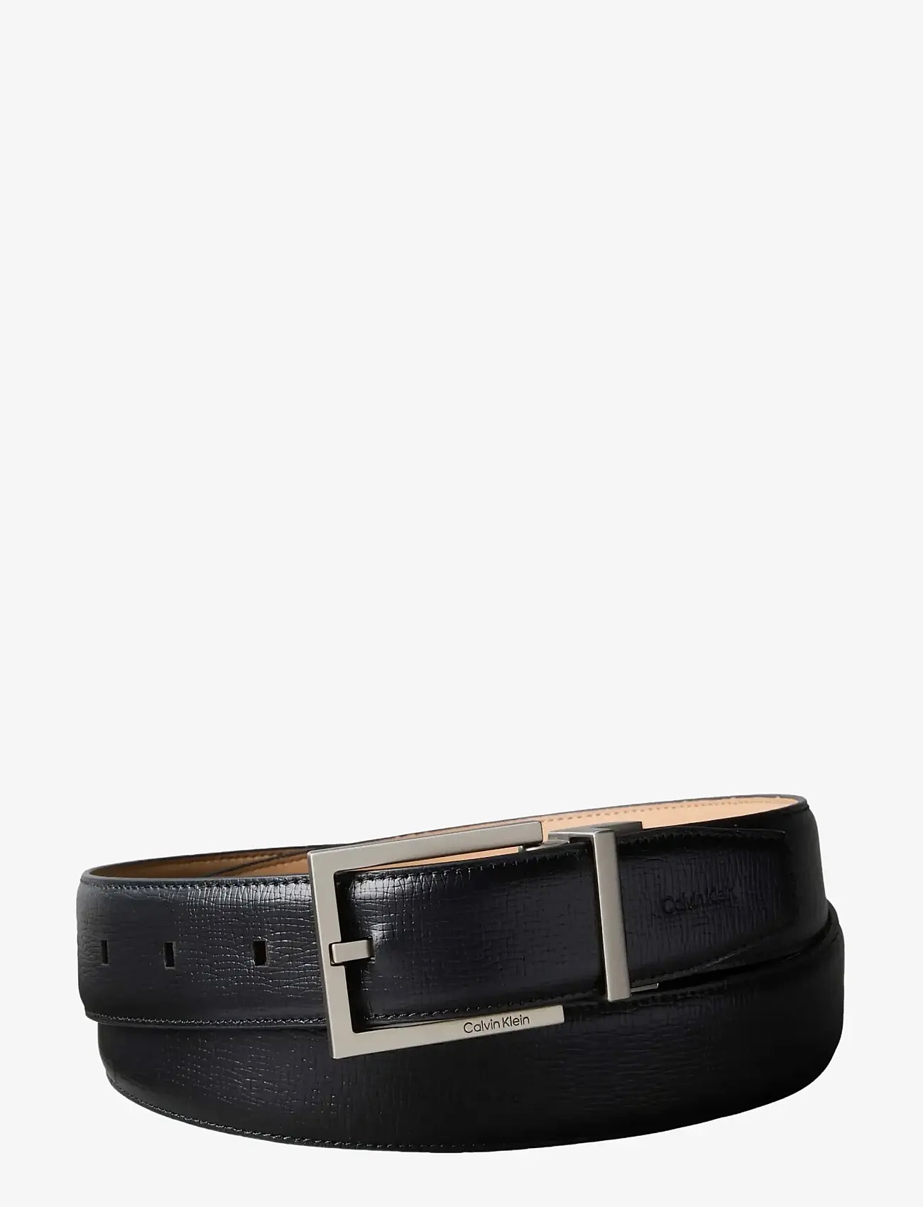 Calvin Klein - SQUARE BUCKLE SAFFIANO 32MM ADJ - klassiske bælter - black   brushed nickel - 0