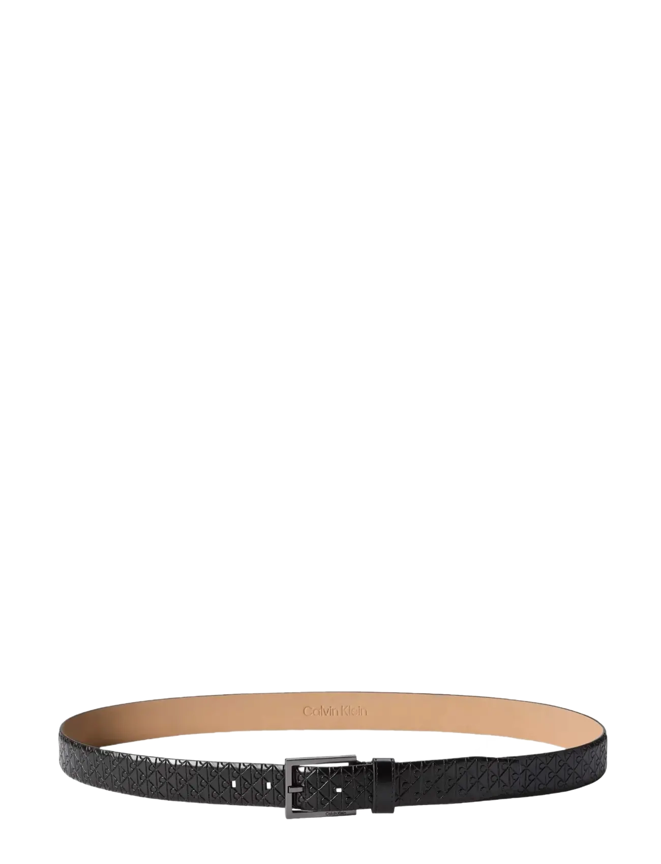 Calvin Klein SQUARE BUCKLE SMOOTH 32MM FIXED - Uus - BLACK   MATTE GUNMETAL / black