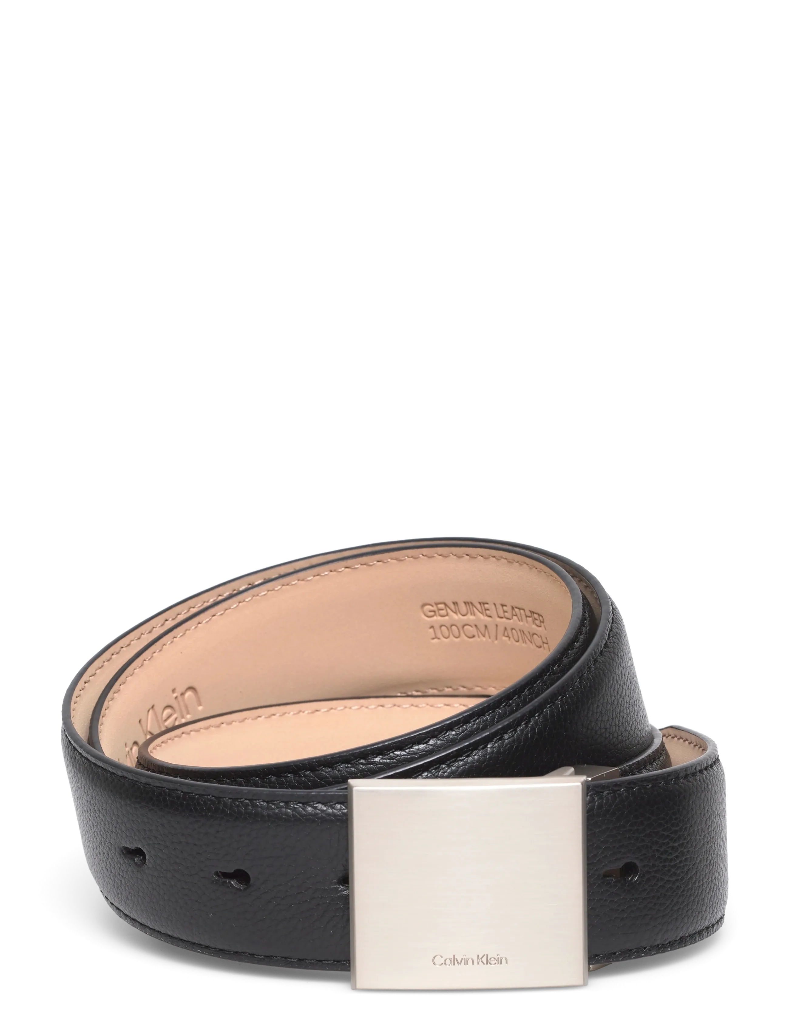 Calvin Klein - DRESS PLAQUE PEBBLE 35MM ADJ - klassikalised vööd - black brushed nickel - 0