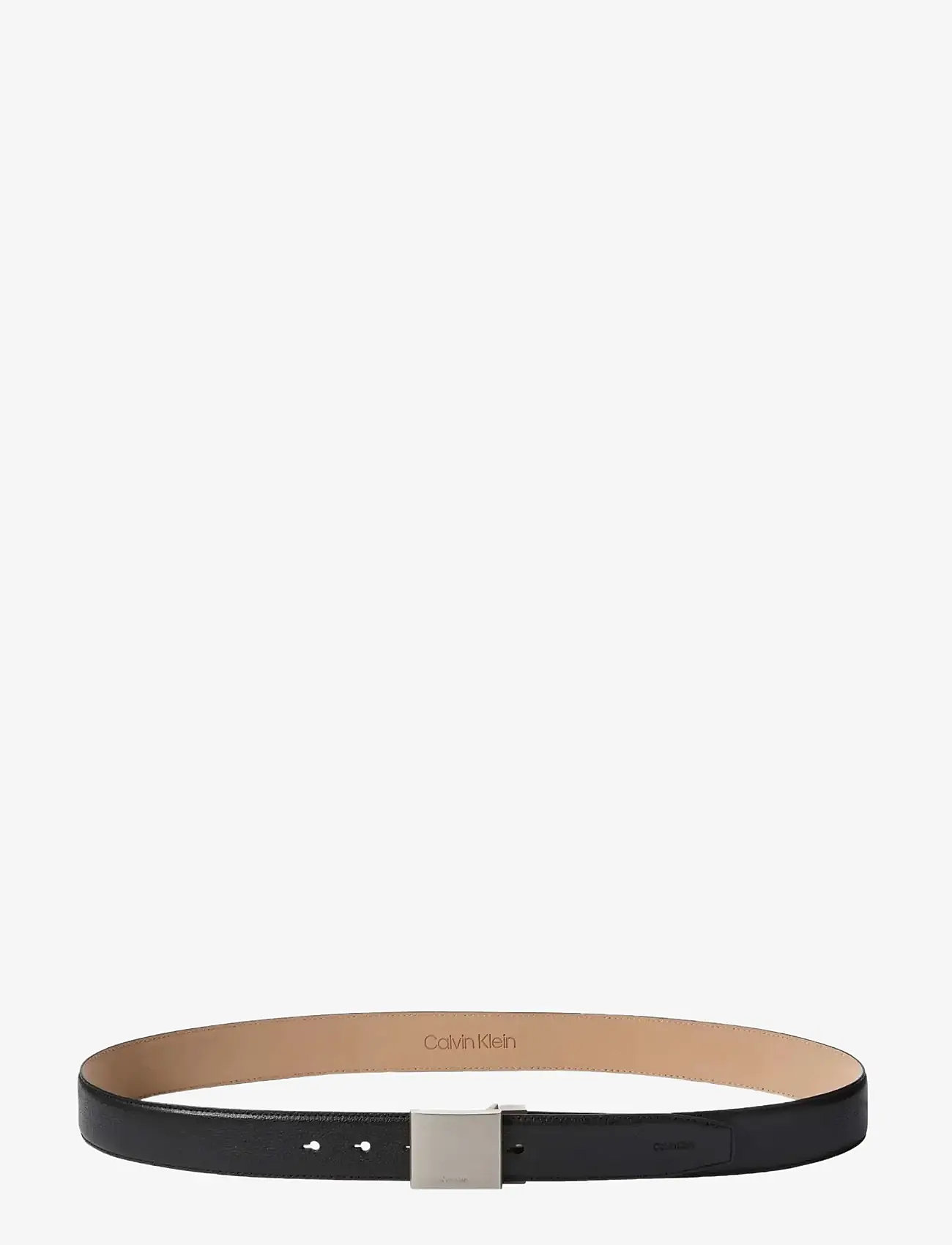 Calvin Klein - DRESS PLAQUE PEBBLE 35MM ADJ - klassisch gürtel - black   brushed nickel - 3