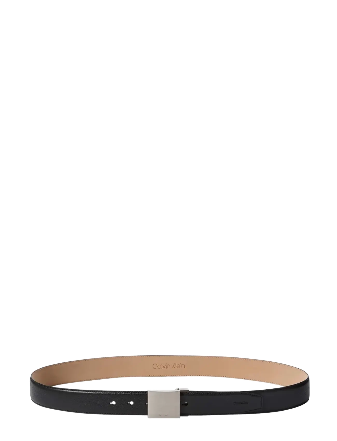 Calvin Klein - DRESS PLAQUE PEBBLE 35MM ADJ - klassikalised vööd - black brushed nickel - 3