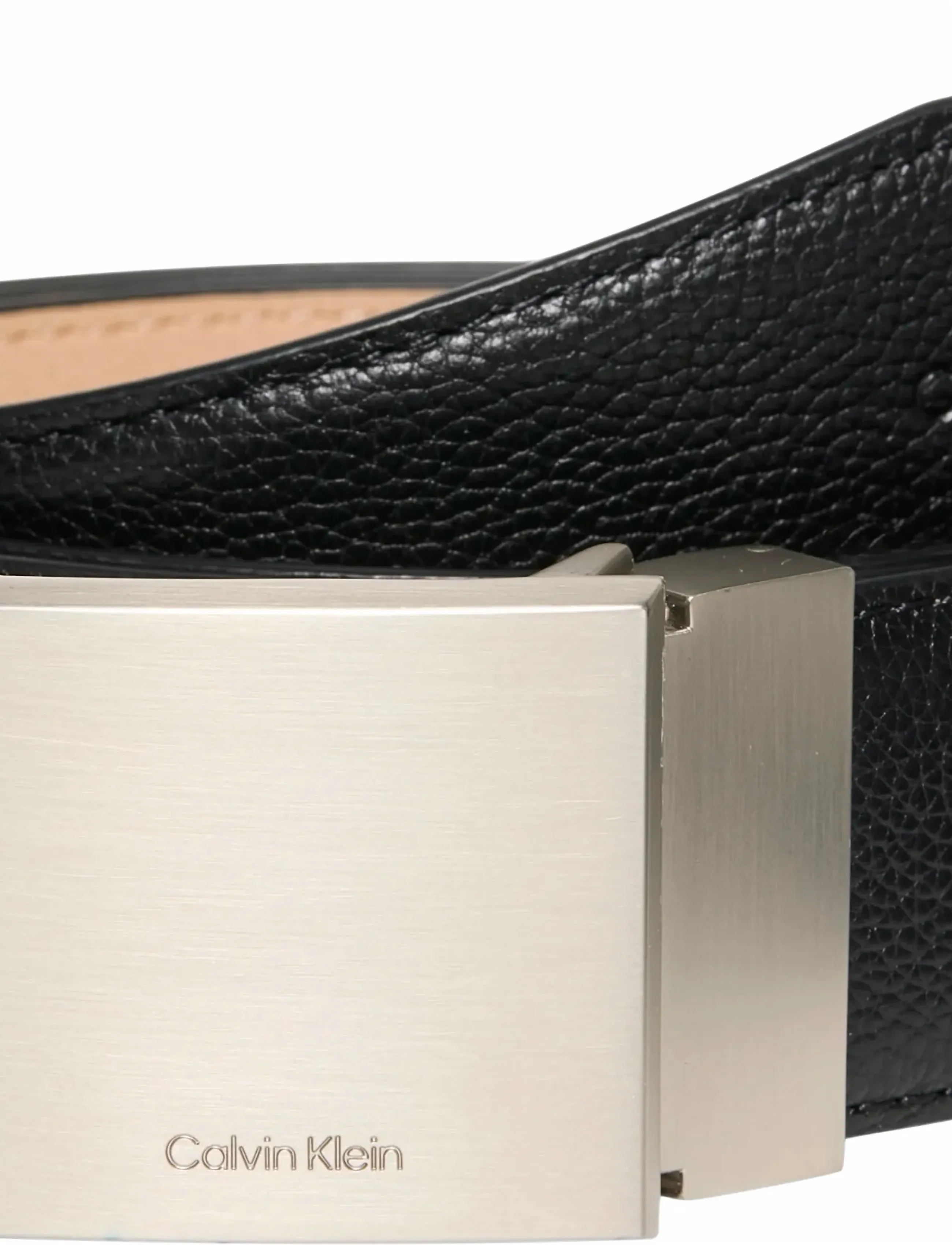 Calvin Klein - DRESS PLAQUE PEBBLE 35MM ADJ - klassikalised vööd - black brushed nickel - 4