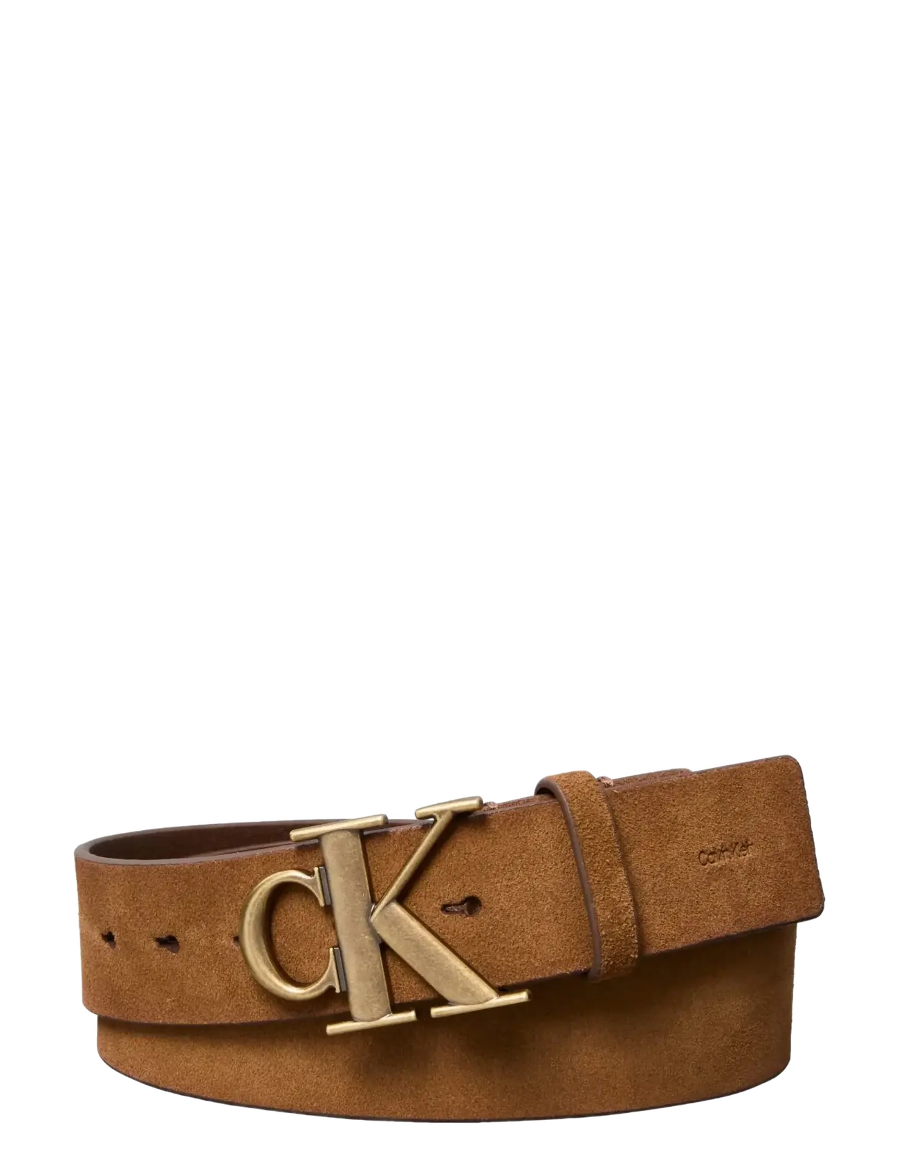 Calvin Klein CK BUCKLE SUEDE 40MM FIXED - Aksessuaarid - BROWN   ANTIQUE BRASS / brown