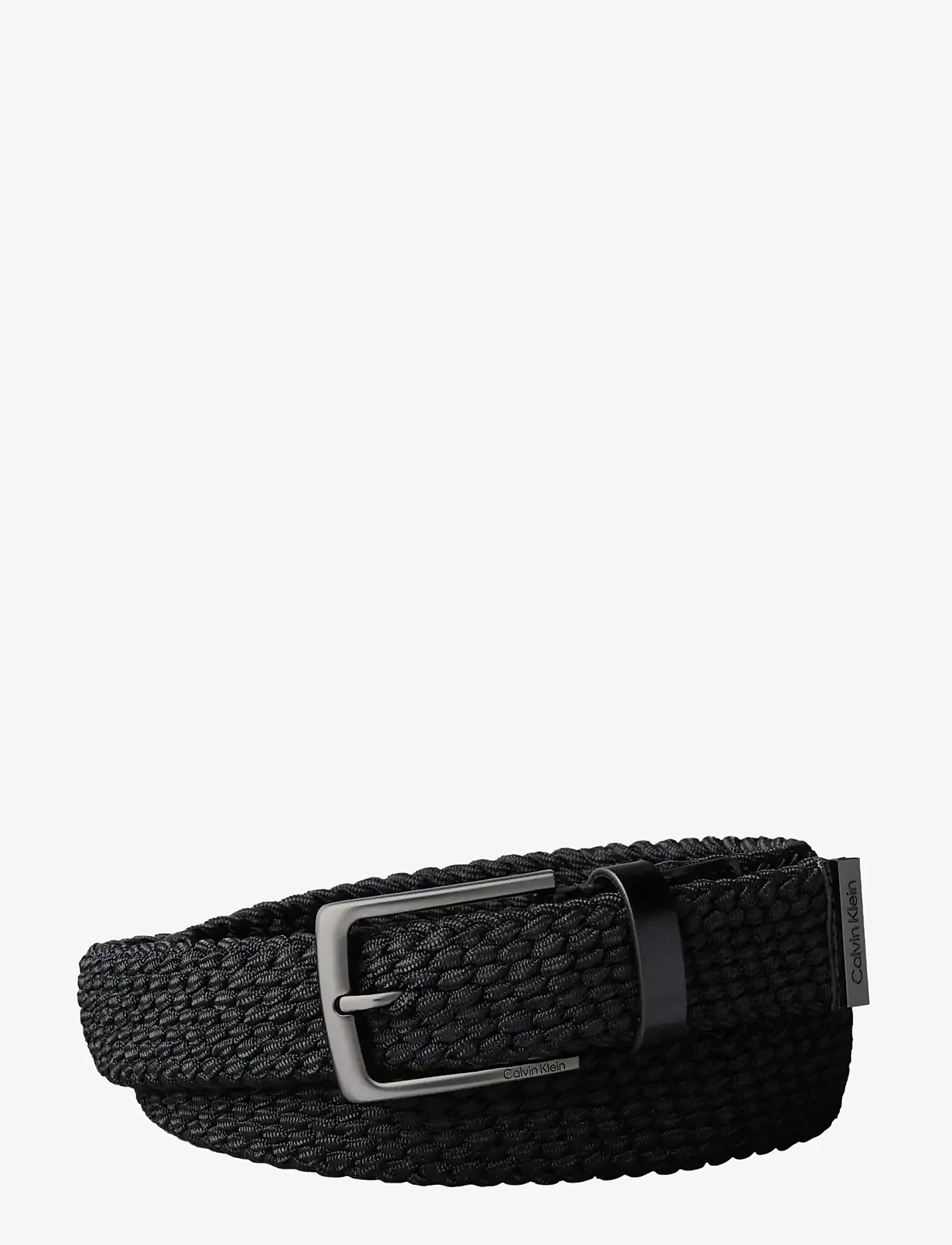 Calvin Klein - CASUAL PIN BUCKLE  35MM FIXED - - flettede bælter - black   matte gunmetal - 0