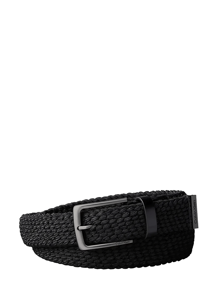 Calvin Klein - CASUAL PIN BUCKLE 35MM FIXED - - flätade skärp - black matte gunmetal - 0