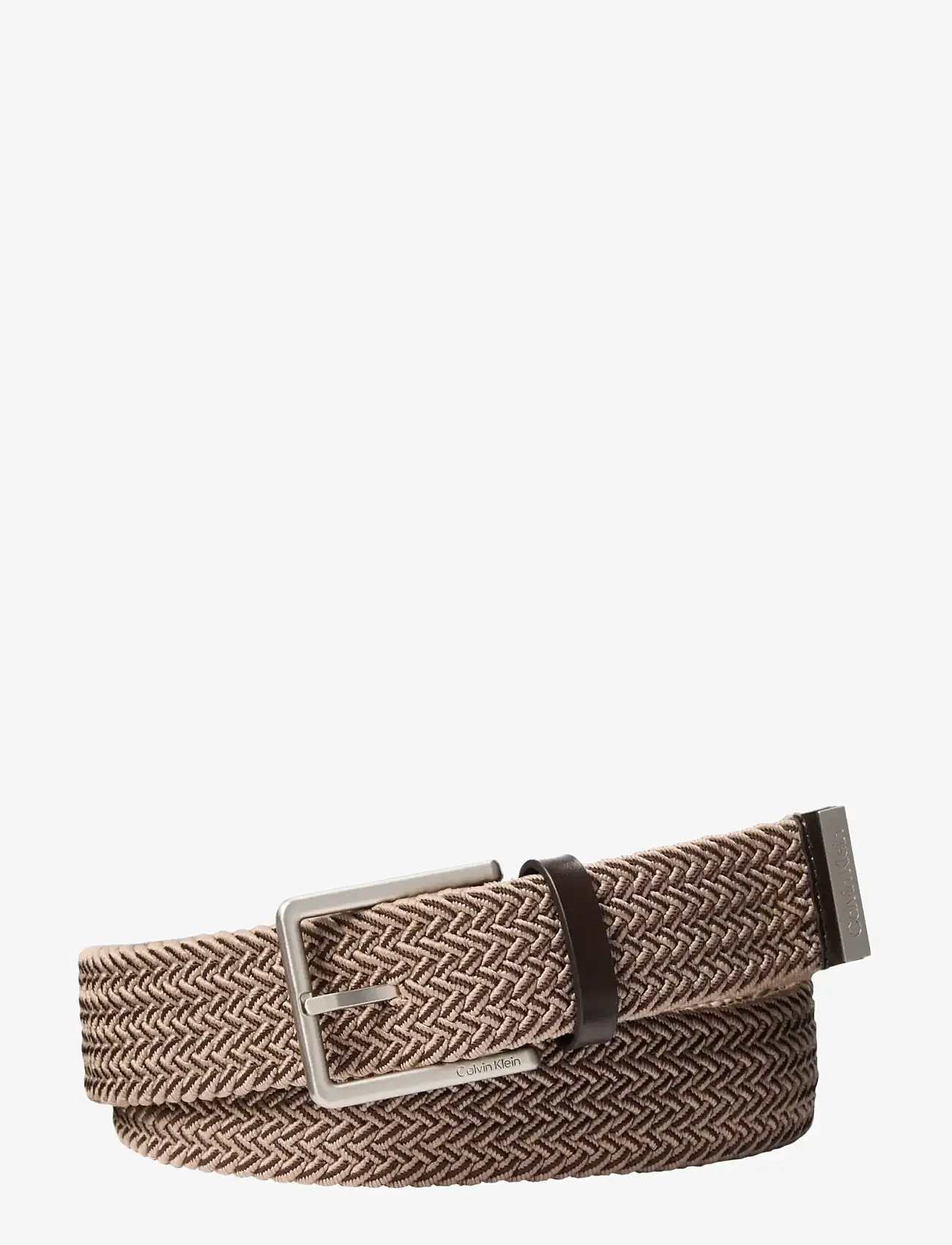 Calvin Klein - WARMTH BUCKLE BRAIDED 35MM - flettede bælter - desert taupe brushed nickel - 0