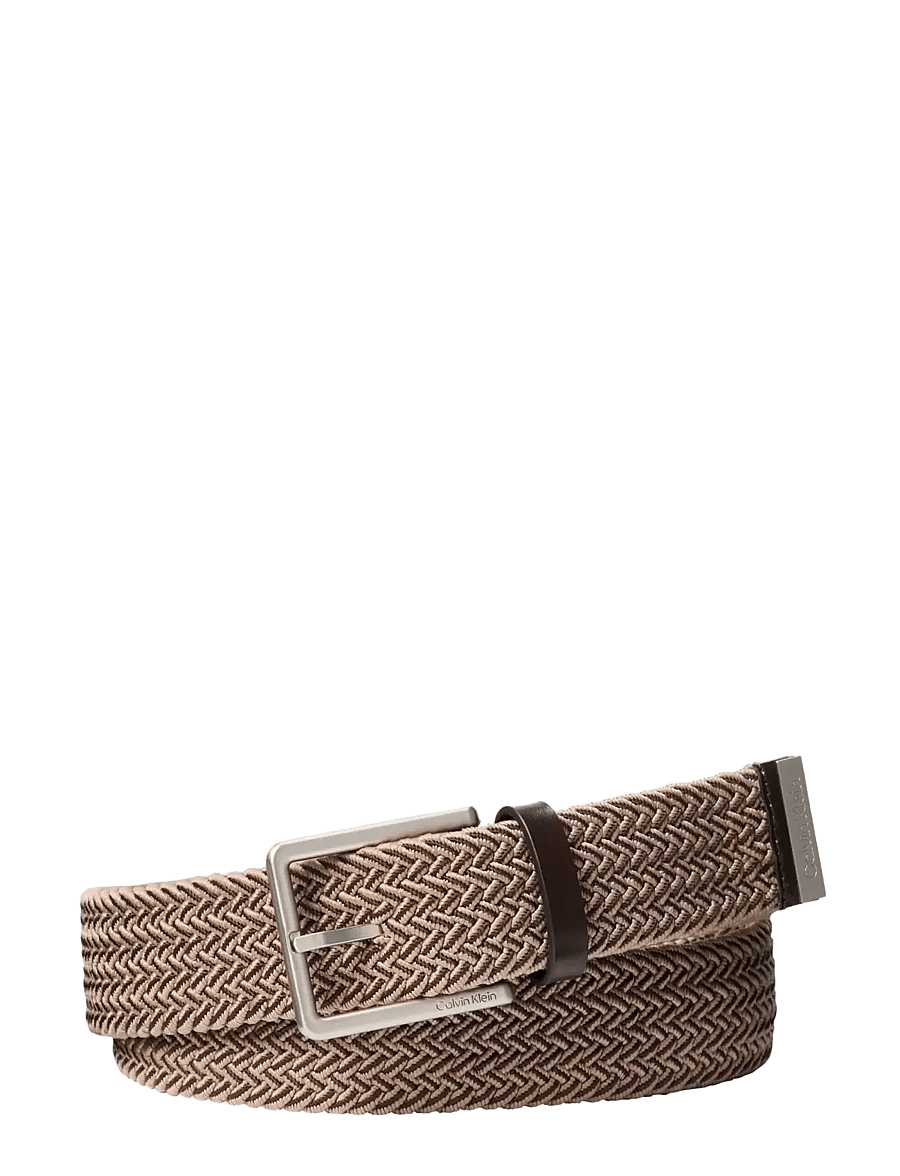 Calvin Klein - WARMTH BUCKLE BRAIDED 35MM - flätade skärp - desert taupe brushed nickel - 0