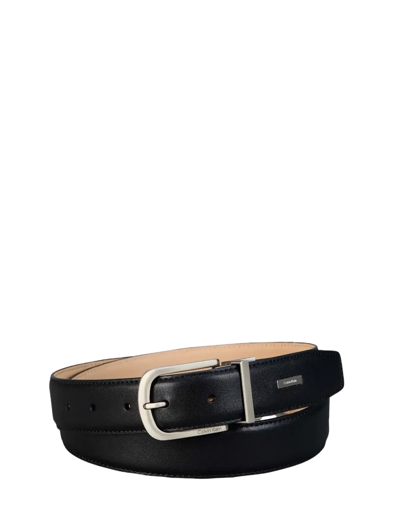 Calvin Klein CURVED PIN BUCKLE SMOOTH 32MM AD - Accessories - BLACK   BRUSHED NICKEL / black