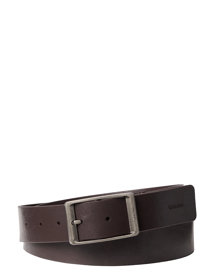 Calvin Klein - CASUAL ROUND BUCKLE TUMBLED 35MM - klassische gürtel - ck dark brown antique silver - 0