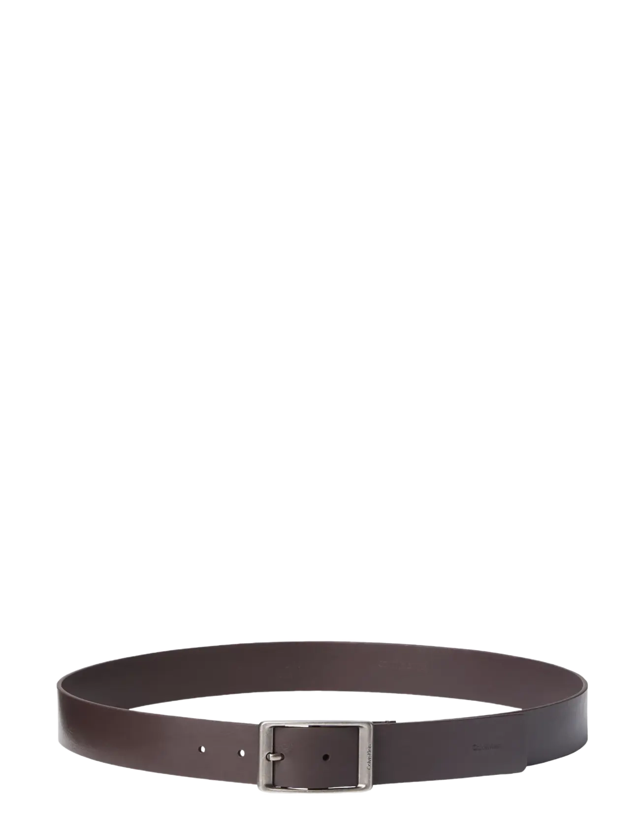 Calvin Klein - CASUAL ROUND BUCKLE TUMBLED 35MM - klassische gürtel - ck dark brown   antique silver - 1
