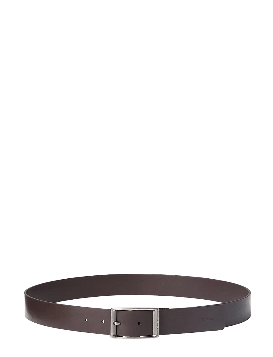 Calvin Klein - CASUAL ROUND BUCKLE TUMBLED 35MM - klassische gürtel - ck dark brown antique silver - 1